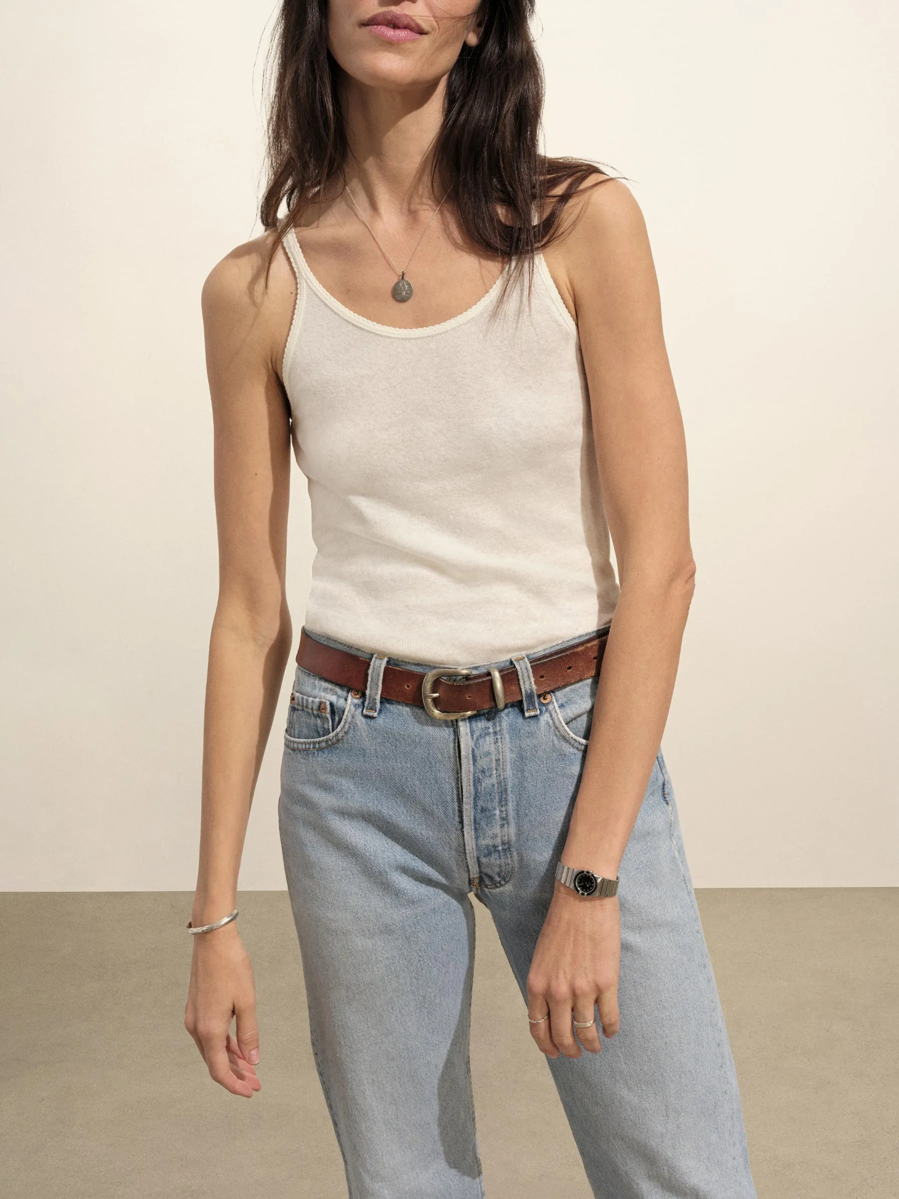 Natural Heirloom Rib Scoop Tank sold by Buck Mason product image thumbnail 3