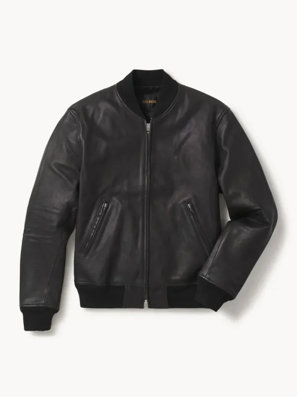 Black Leather Bruiser Bomber sold by Buck Mason