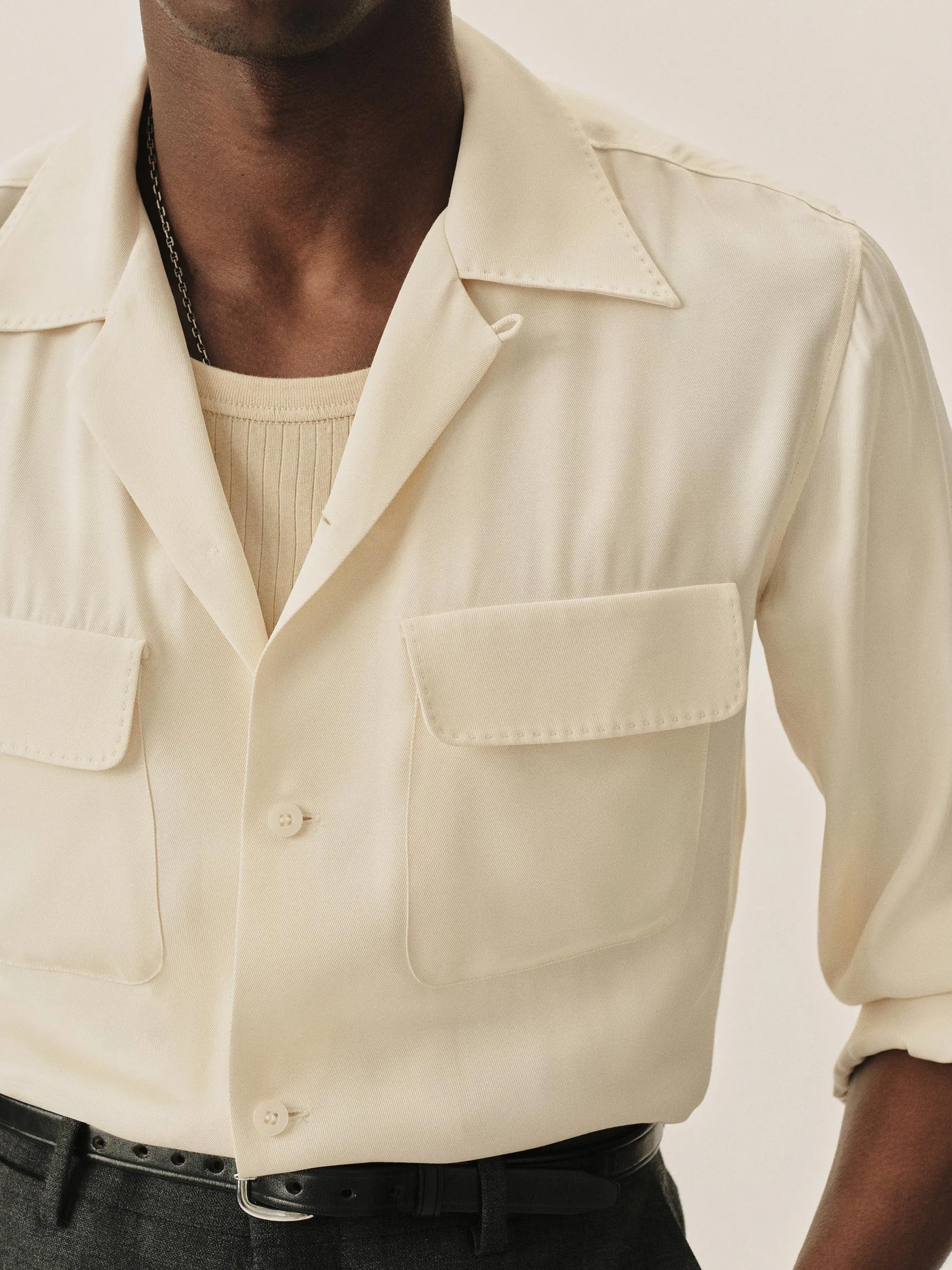 Natural Mcgregor X Buck Mason LS Rayon Camp Shirt sold by Buck Mason product image thumbnail 5