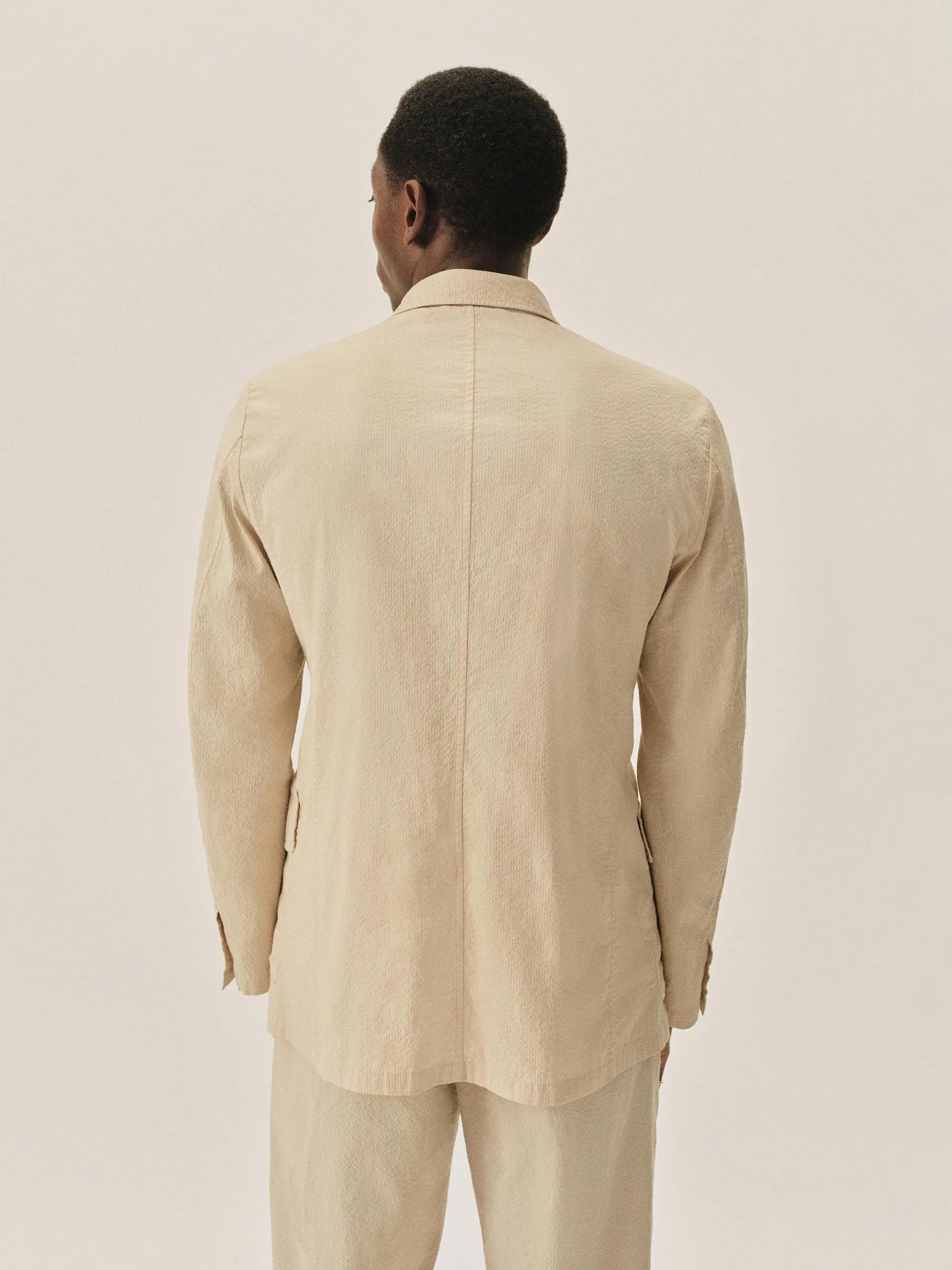 Natural Pinstripe Lightweight Seersucker Carry-On Jacket sold by Buck Mason product image thumbnail 5