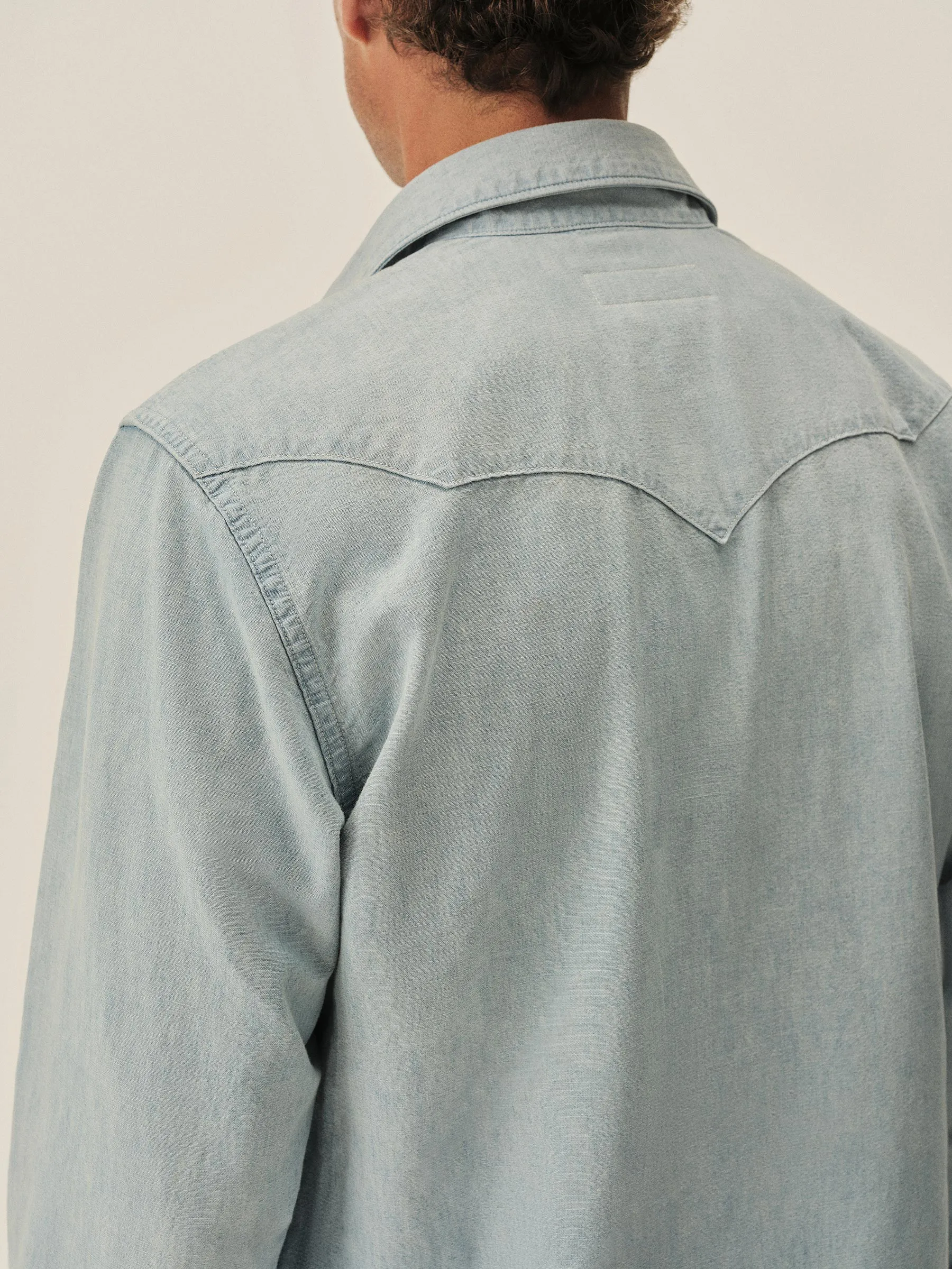 L049 Japanese Chambray Western Shirt sold by Buck Mason product image thumbnail 4