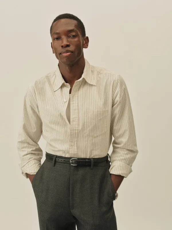 Montecito Stripe Wornwell One Pocket Shirt made by Buck Mason