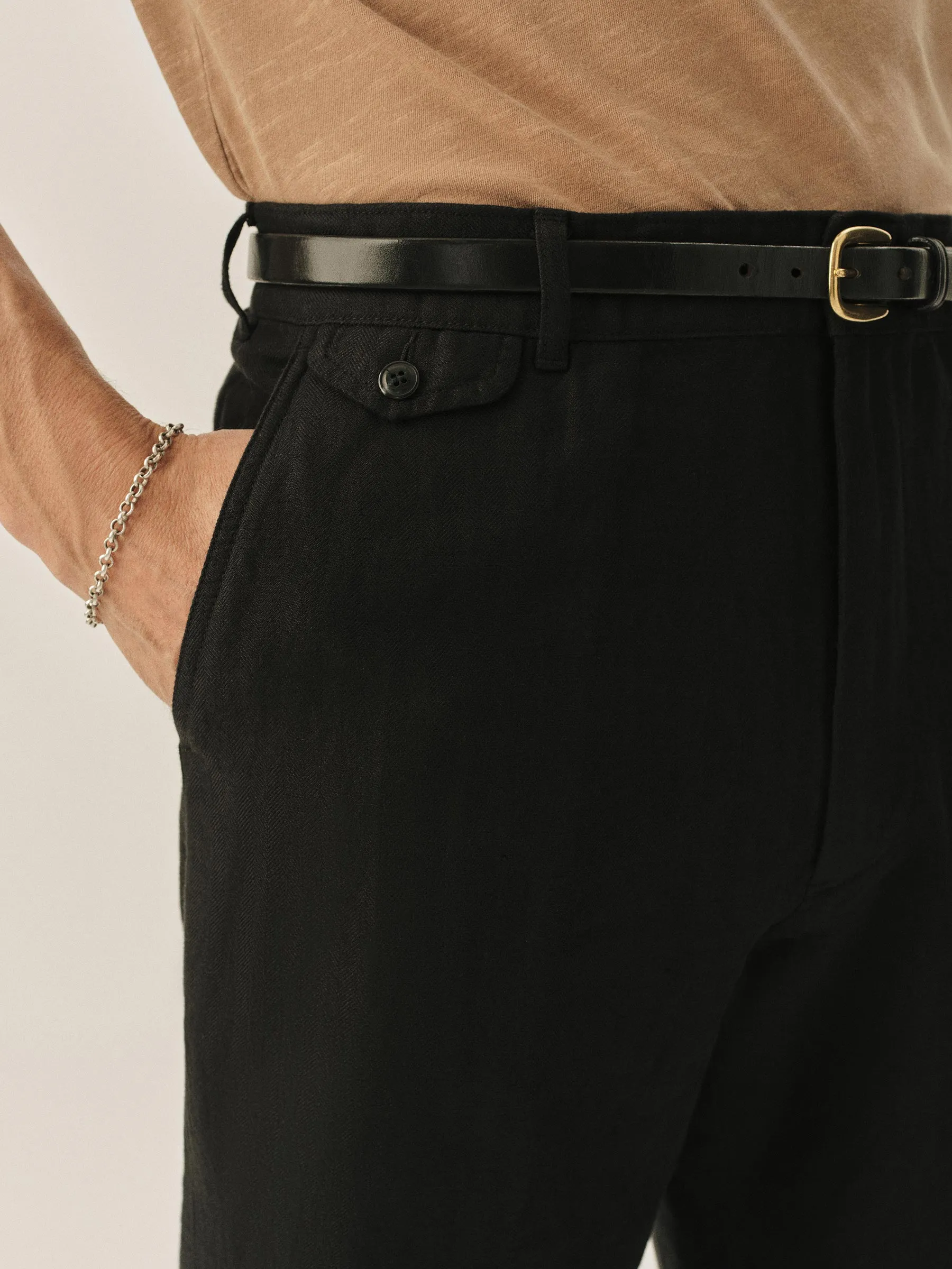 Black Capitola Linen Carry-On Ford Standard Pant sold by Buck Mason product image thumbnail 4