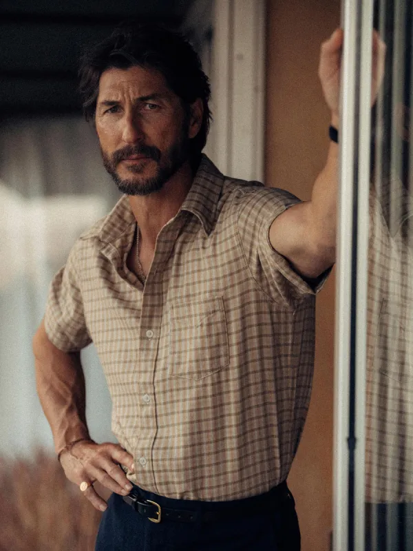 Bodie Plaid Draped Twill S/S One Pocket Shirt made by Buck Mason