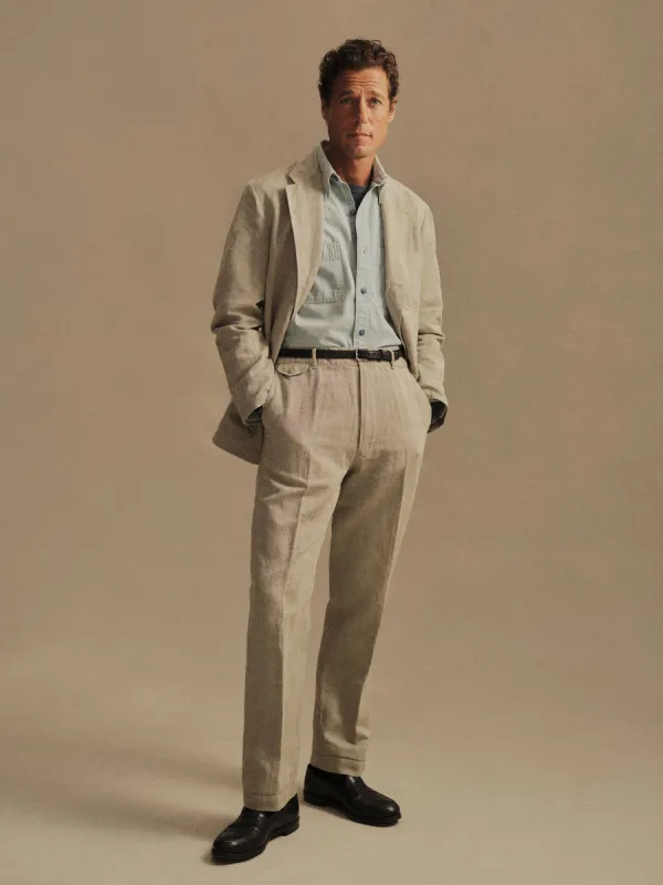 Brown / Natural HBT Capitola Linen Carry-On Ford Standard Pant made by Buck Mason