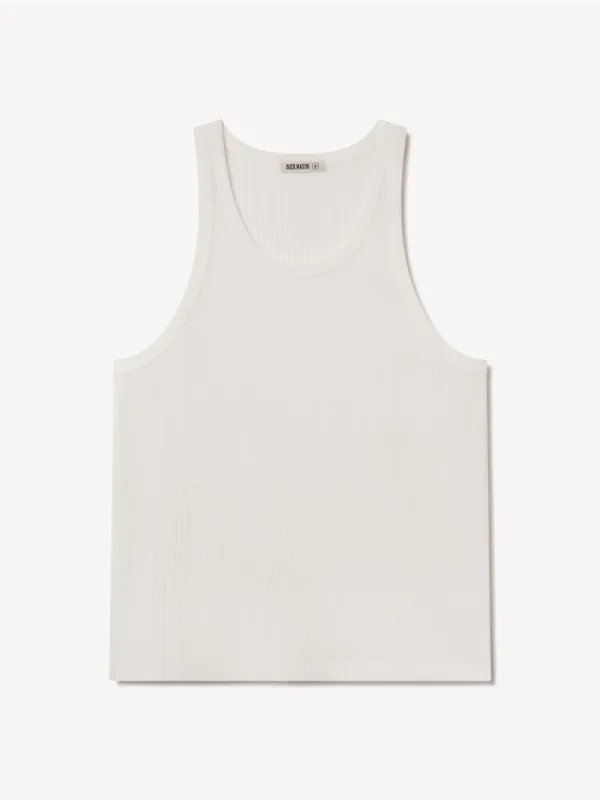 White Slingshot Cotton Tank sold by Buck Mason