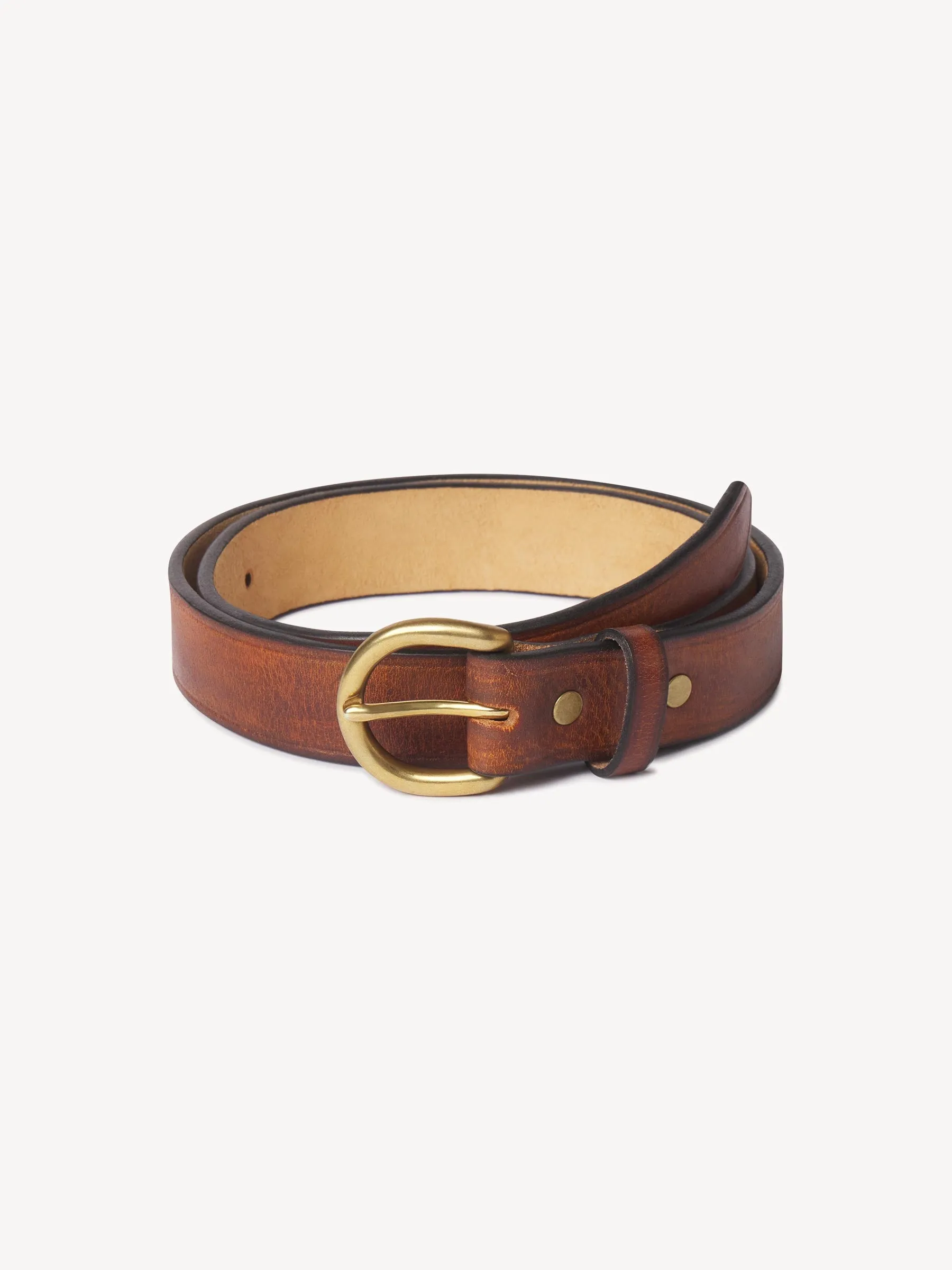 Worn Brown Highway Belt sold by Buck Mason