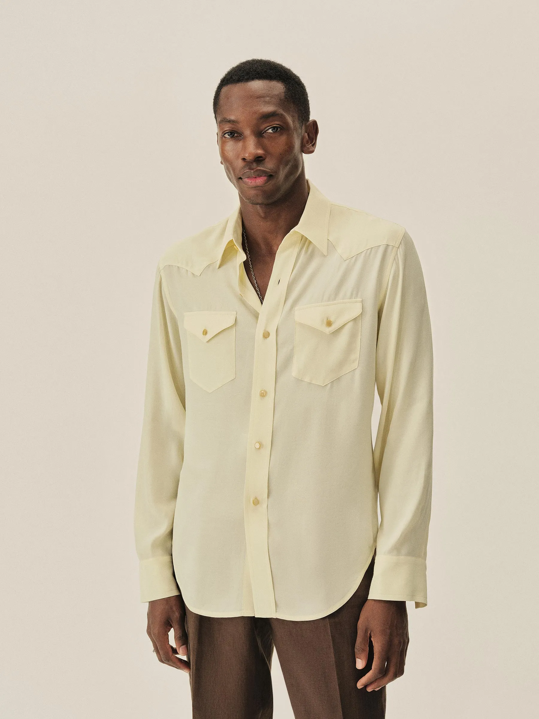 Vintage Yellow Sunset Rayon Western Shirt sold by Buck Mason product image thumbnail 3
