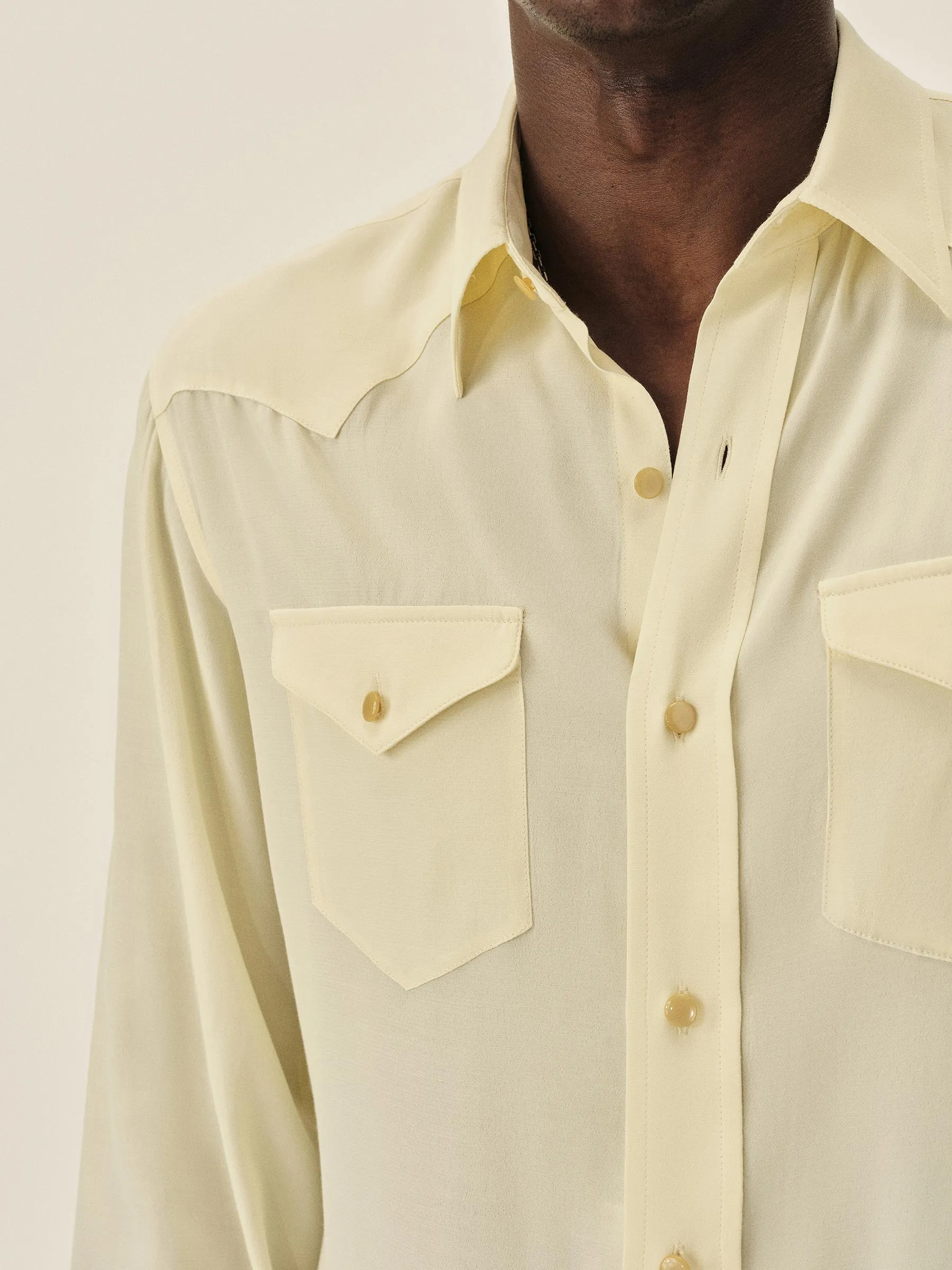 Vintage Yellow Sunset Rayon Western Shirt sold by Buck Mason product image thumbnail 4