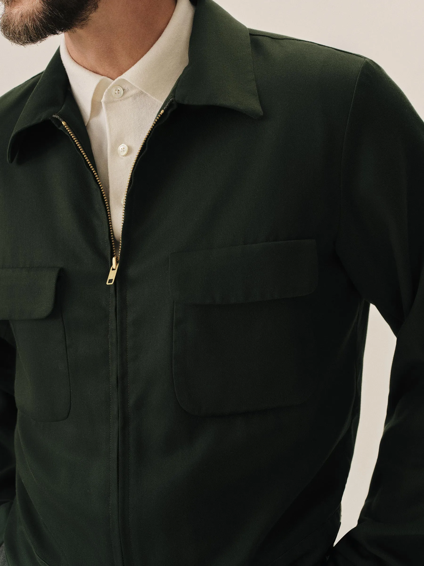 Bottle Green Sunset Rayon Gab Jacket sold by Buck Mason product image thumbnail 4