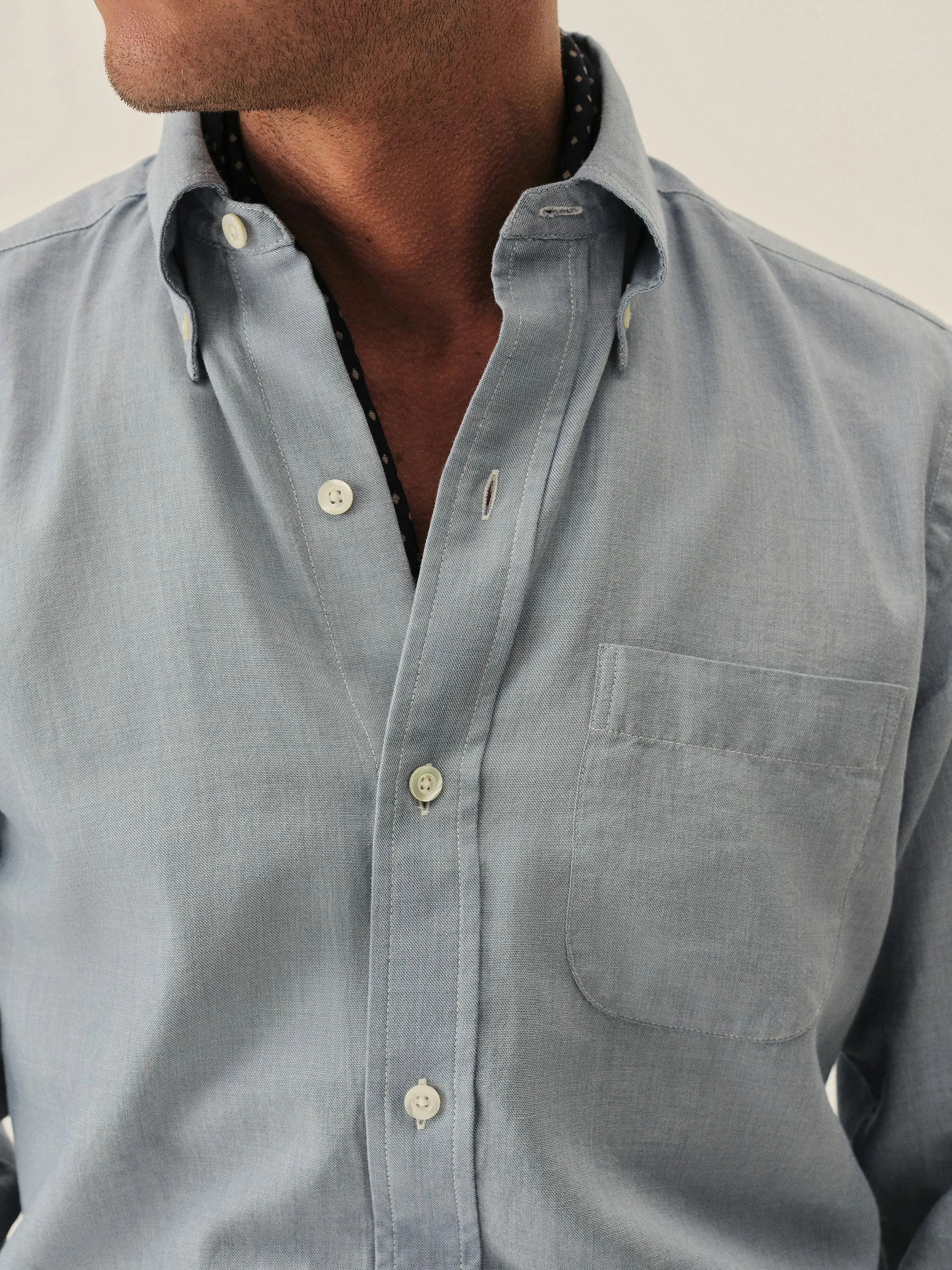 Blue End-On-End California Oxford BD Shirt sold by Buck Mason product image thumbnail 3
