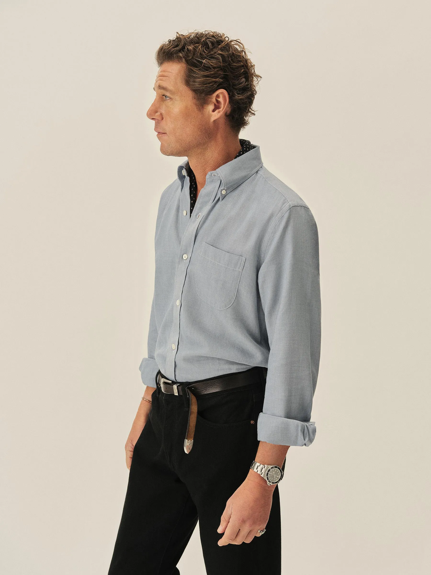 Blue End-On-End California Oxford BD Shirt sold by Buck Mason product image thumbnail 4