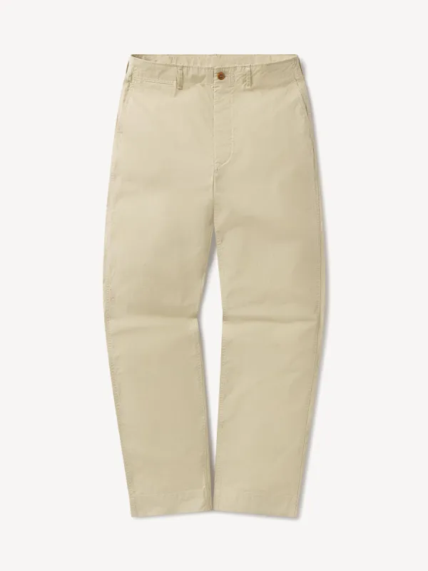 Washed Khaki Parachute Poplin Full Saddle Chino sold by Buck Mason