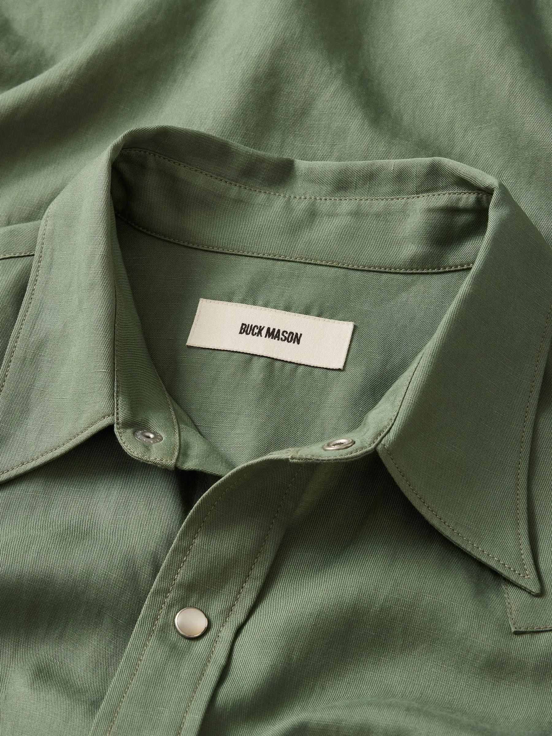 Cowboy Grass Draped Linen Rancher Shirt sold by Buck Mason product image thumbnail 3