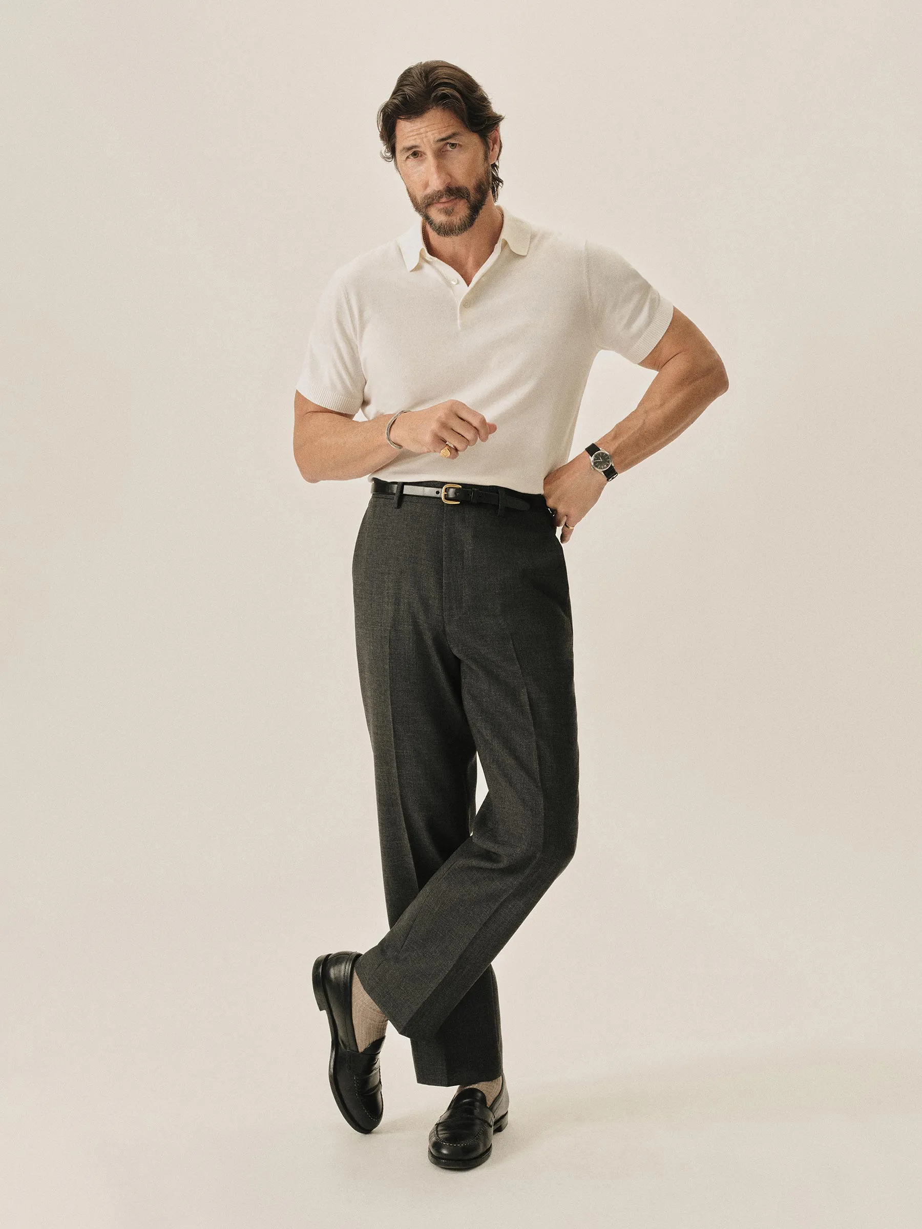 Charcoal Heather Angelino Wool Graduate Trouser sold by Buck Mason
