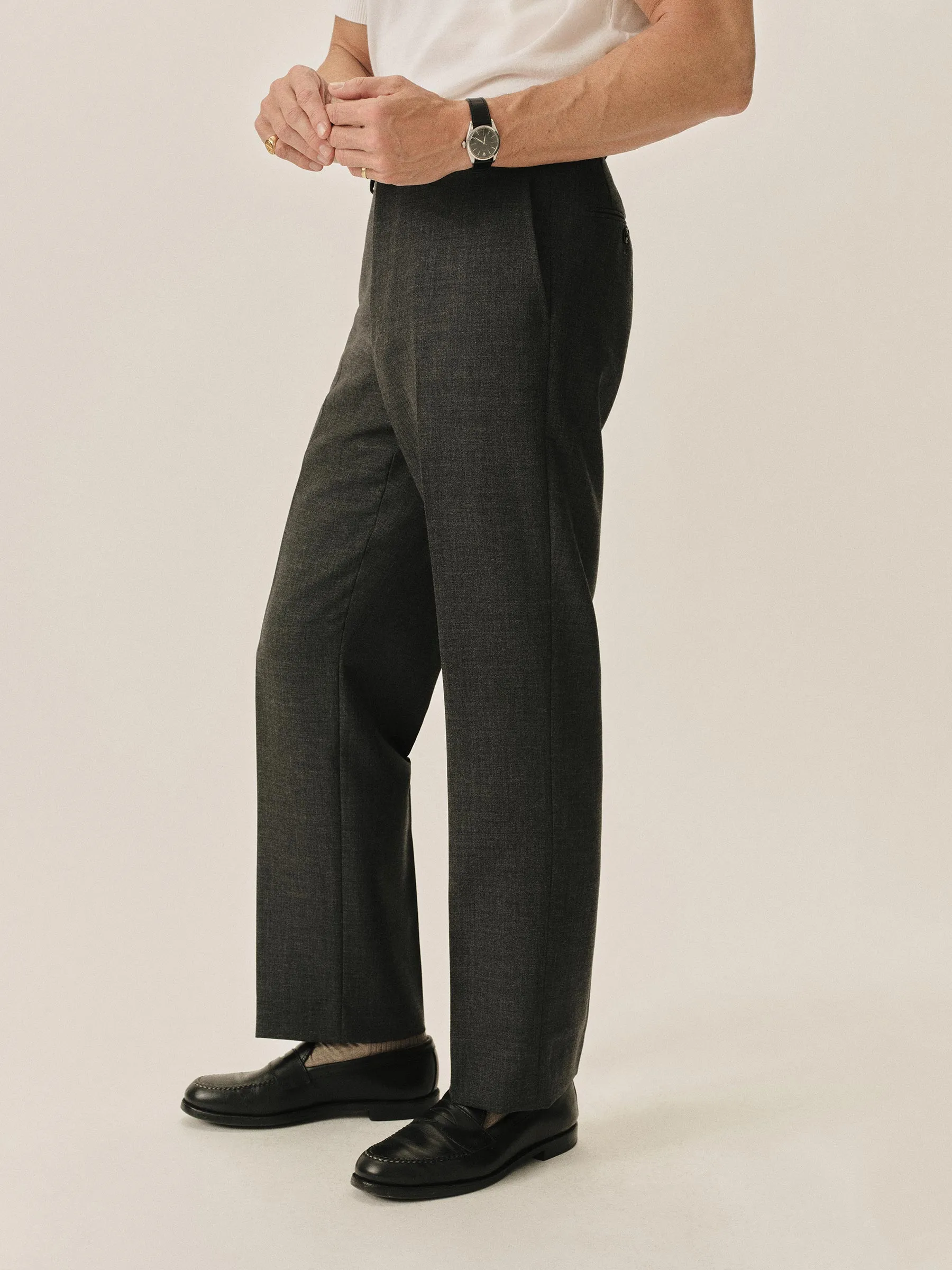 Charcoal Heather Angelino Wool Graduate Trouser sold by Buck Mason product image thumbnail 4