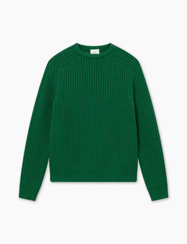 TRIP CHUNKY RIB KNIT - GREEN made by Foret