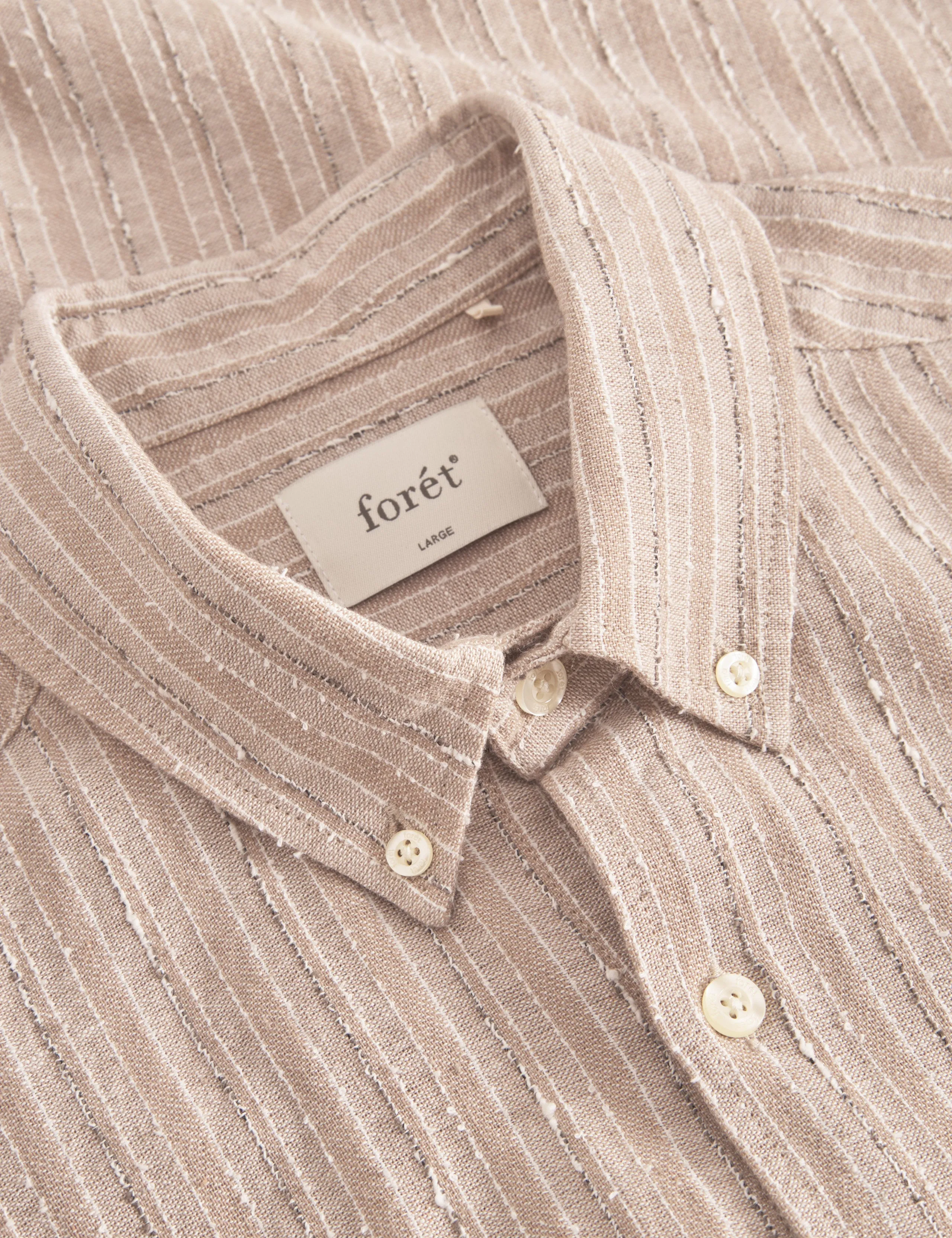 CAMP LINEN SHIRT - KHAKI STRIPE sold by Foret product image thumbnail 4