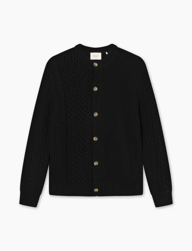 HYBRID CABLE CARDIGAN - BLACK sold by Foret