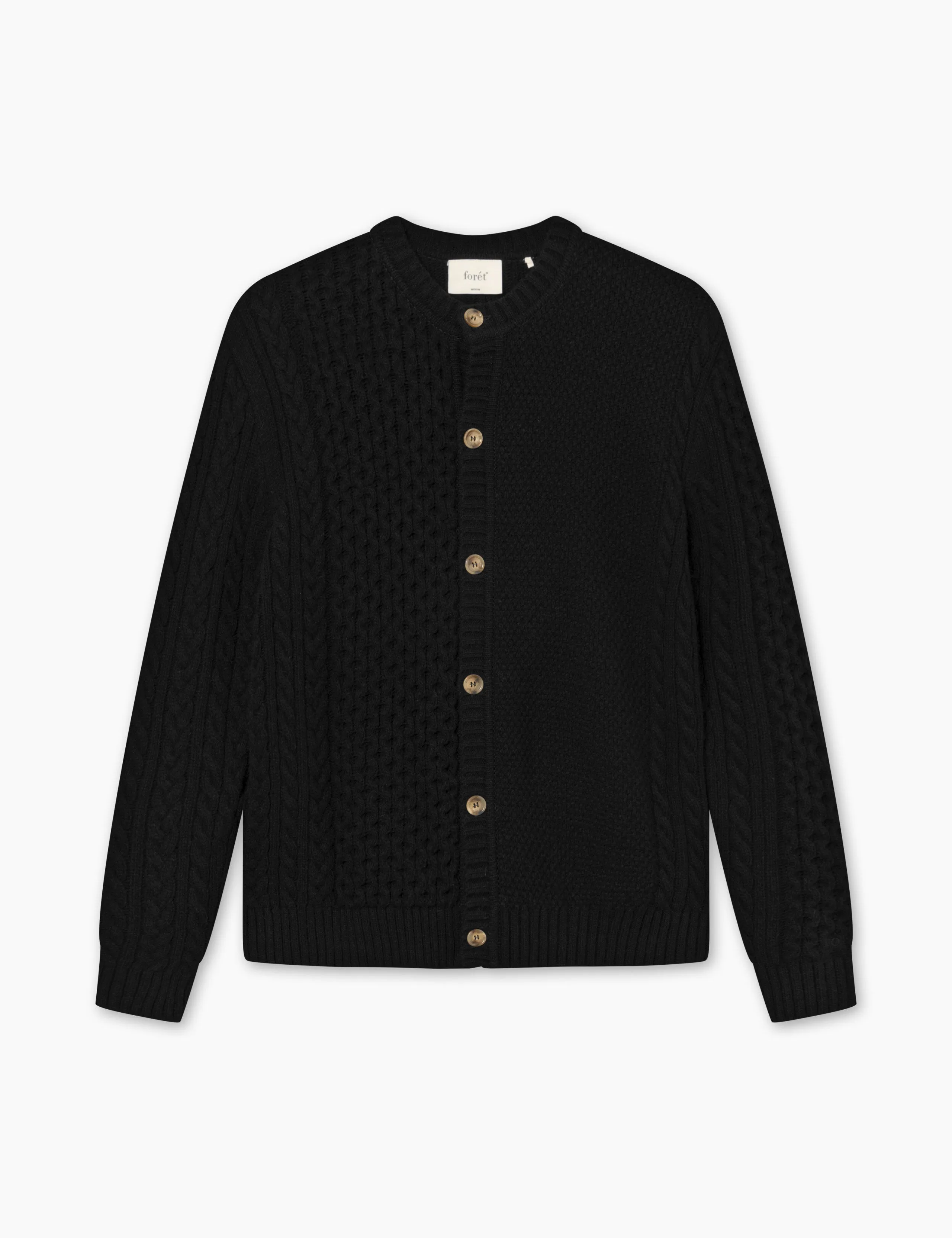 HYBRID CABLE CARDIGAN - BLACK sold by Foret