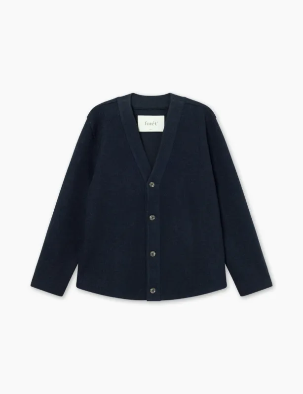 HILL WOOL CARDIGAN - NAVY made by Foret