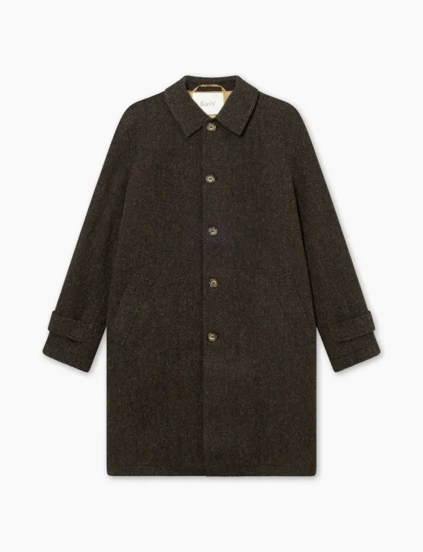 SHELTER WOOL LONG COAT - BLACK/ARMY sold by Foret