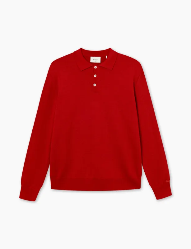 BASE MERINO POLO KNIT - RED sold by Foret