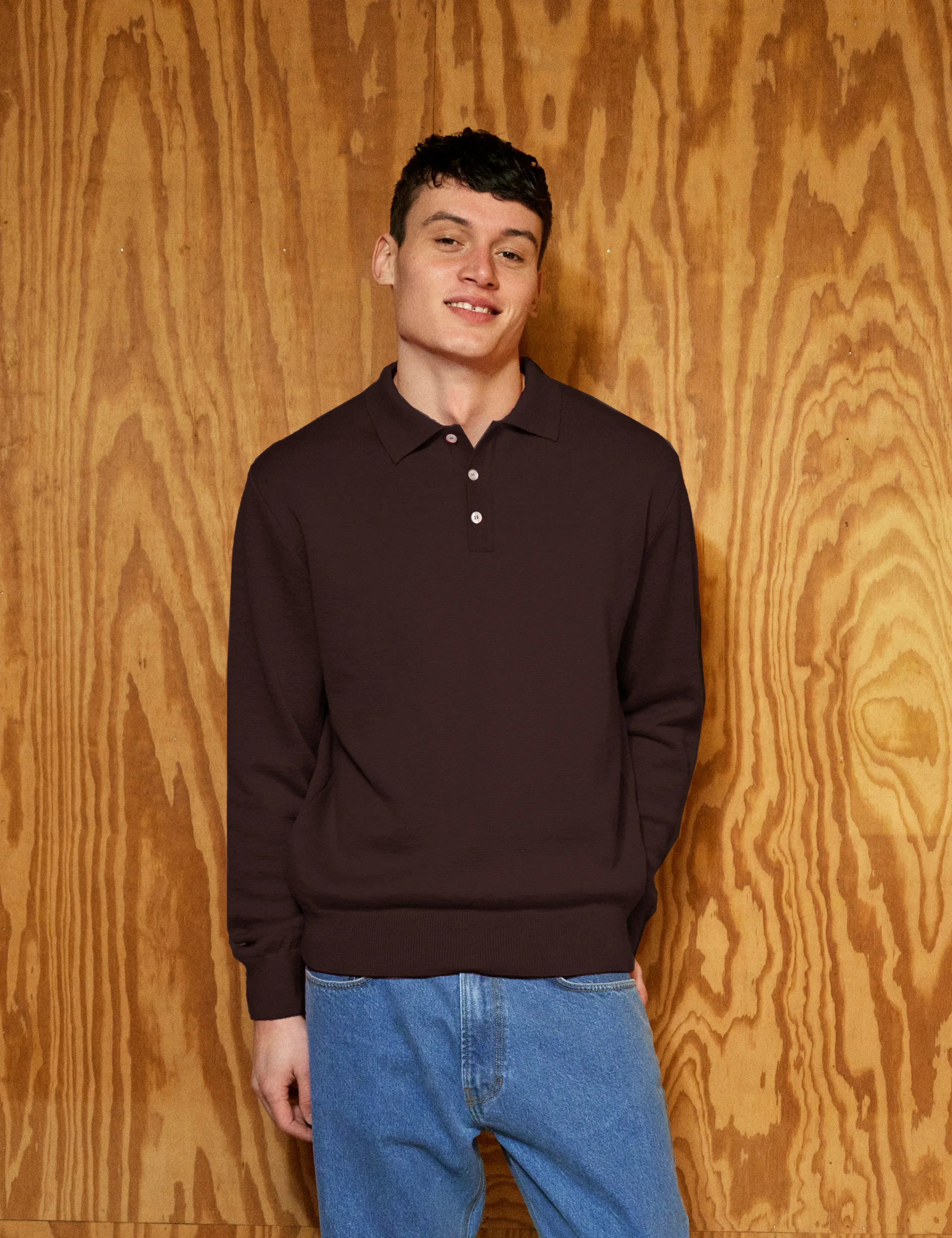 BASE MERINO POLO KNIT - COLD BROWN sold by Foret product image thumbnail 2