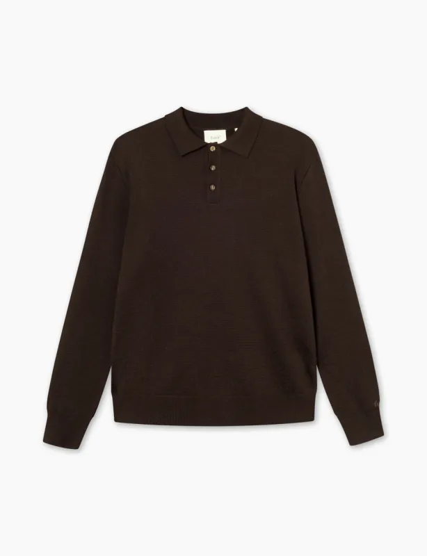 BASE MERINO POLO KNIT - COLD BROWN sold by Foret