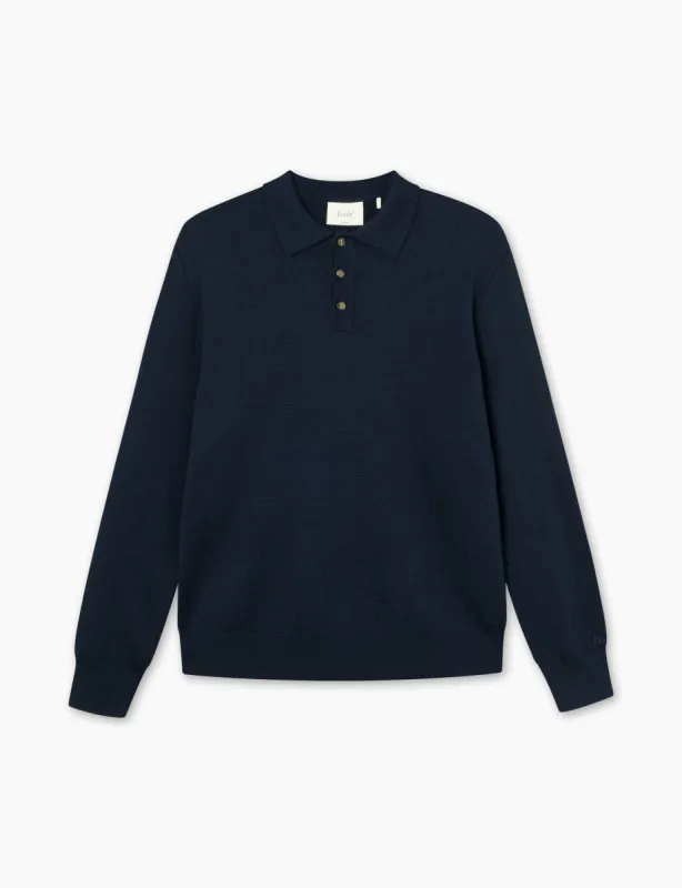 BASE MERINO POLO KNIT - NAVY sold by Foret