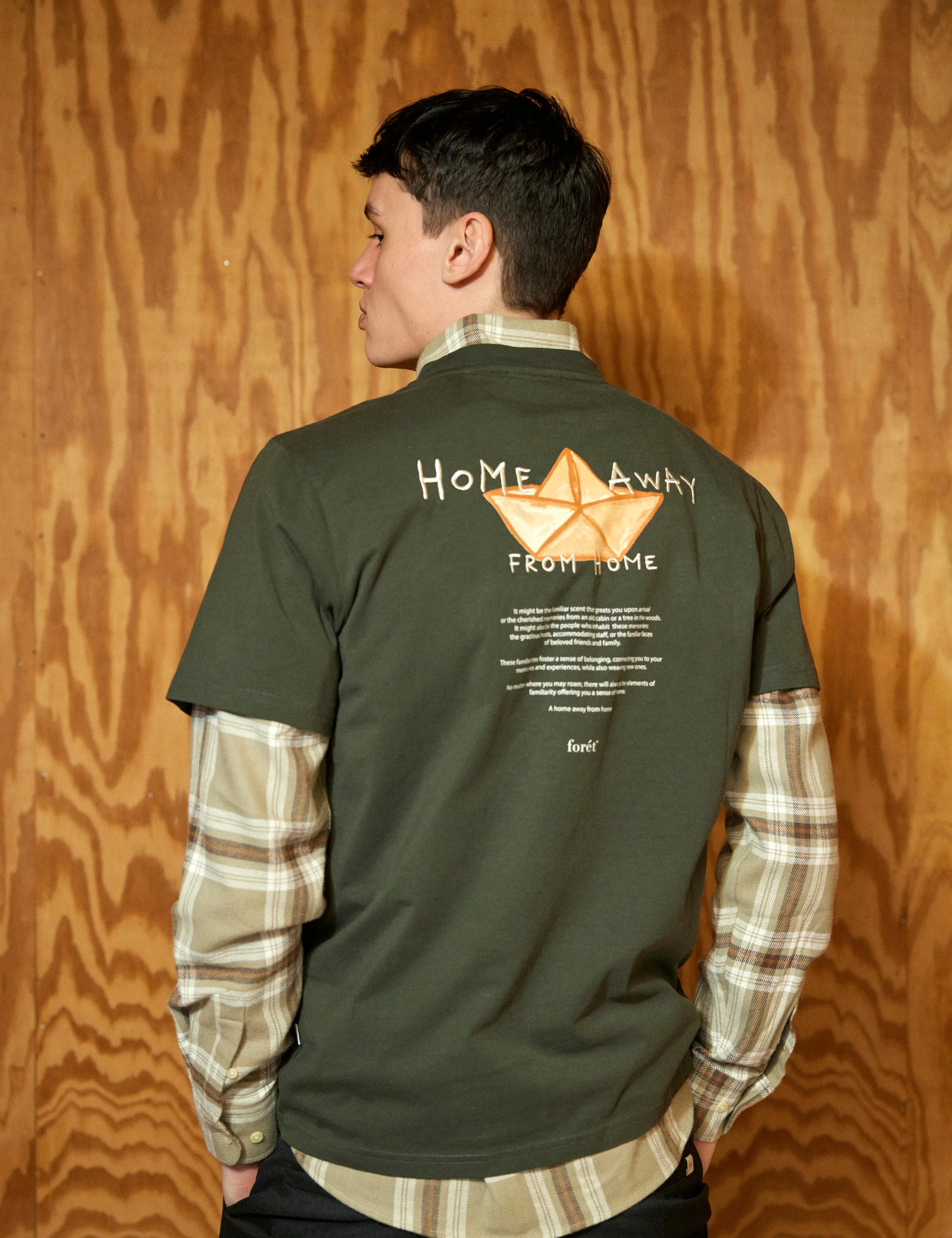 ABODE EMBROIDERY T-SHIRT - DARK MOSS/CLOUD sold by Foret product image thumbnail 2