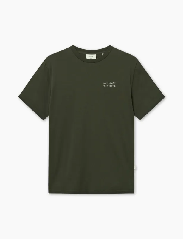 ABODE EMBROIDERY T-SHIRT - DARK MOSS/CLOUD sold by Foret