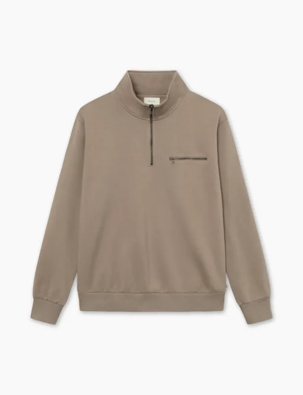 LOG HALF ZIP SWEATSHIRT - TAUPE sold by Foret