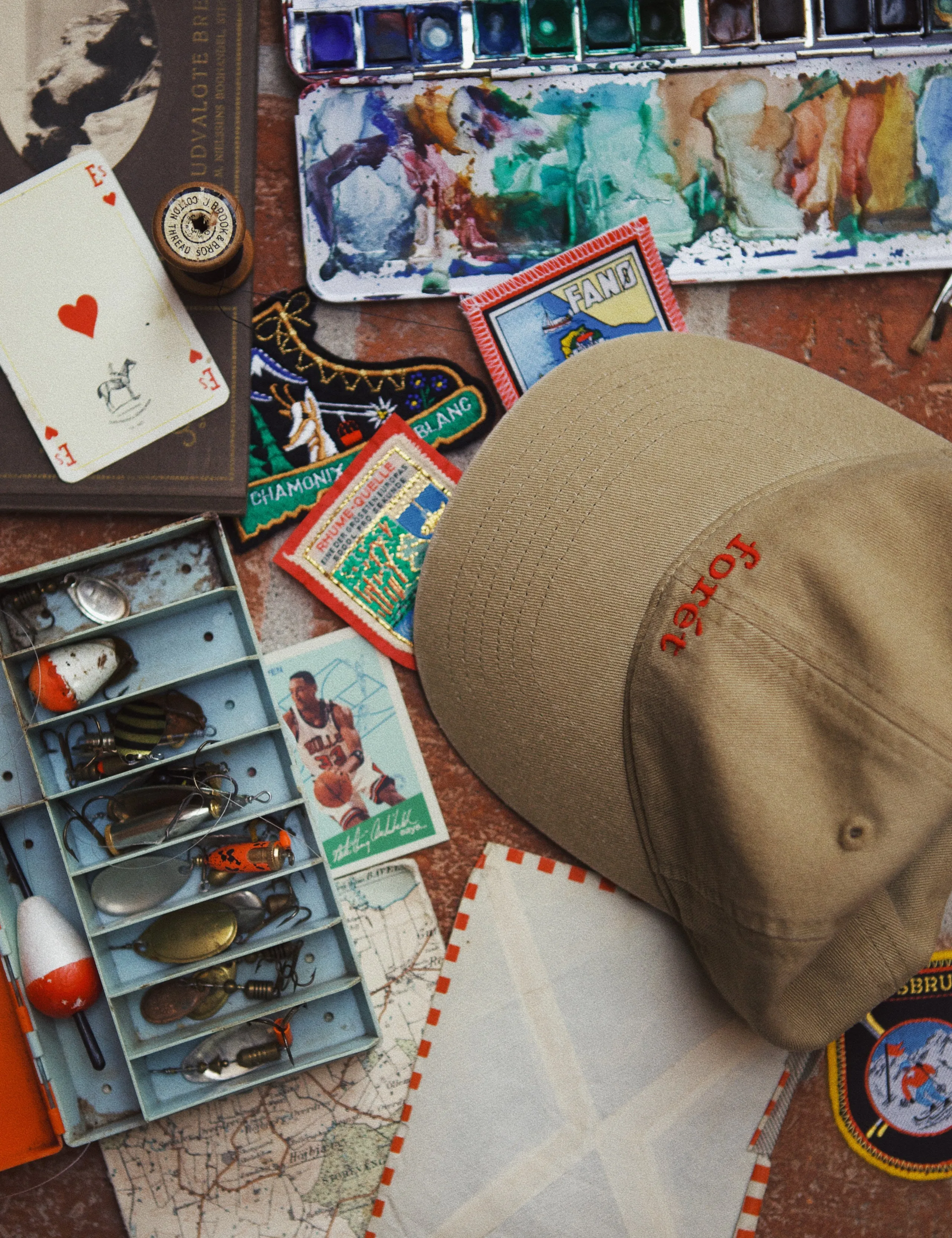 HAWK WASHED CAP - KHAKI/RED sold by Foret product image thumbnail 2