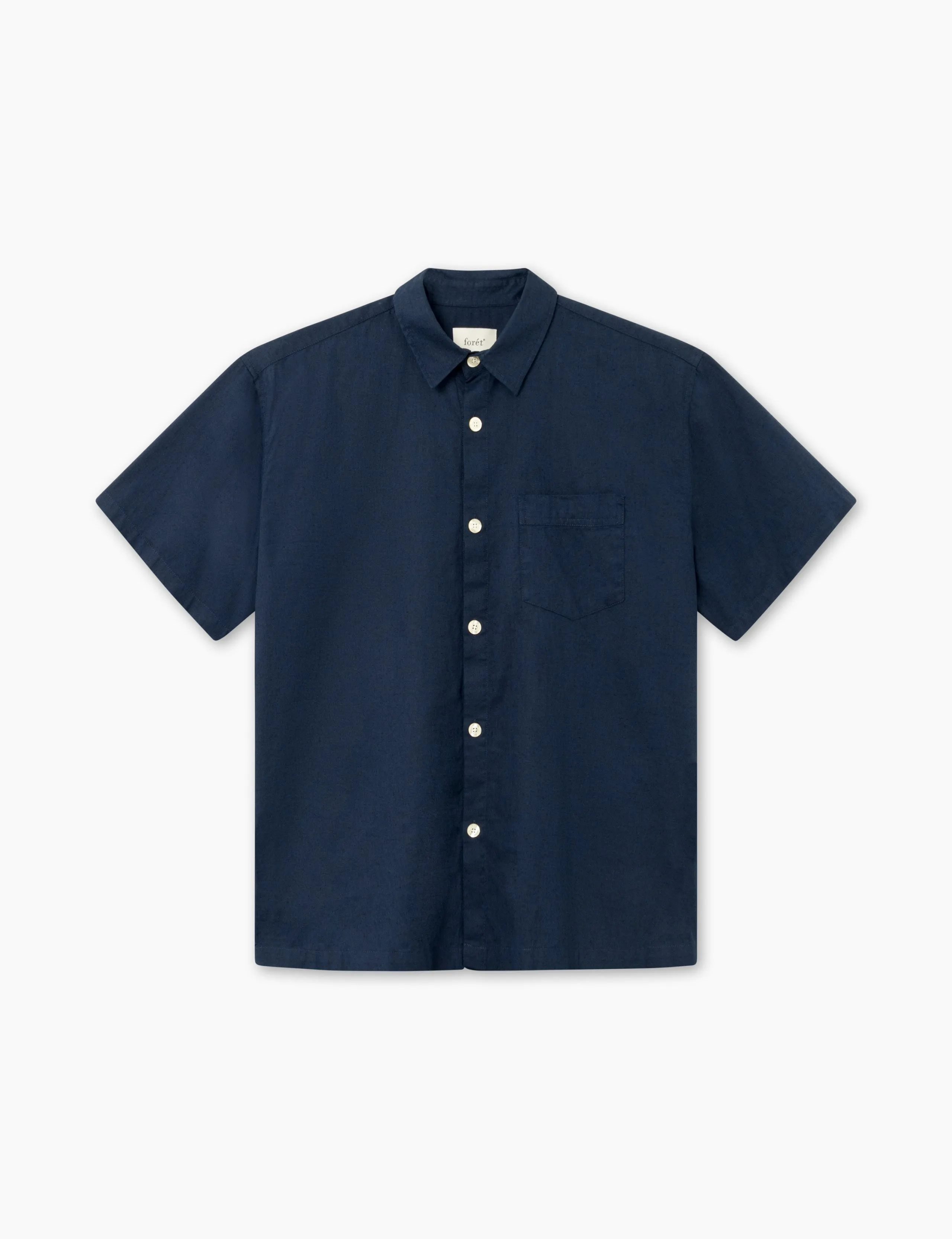 SERENE LINEN SS SHIRT - NAVY sold by Foret