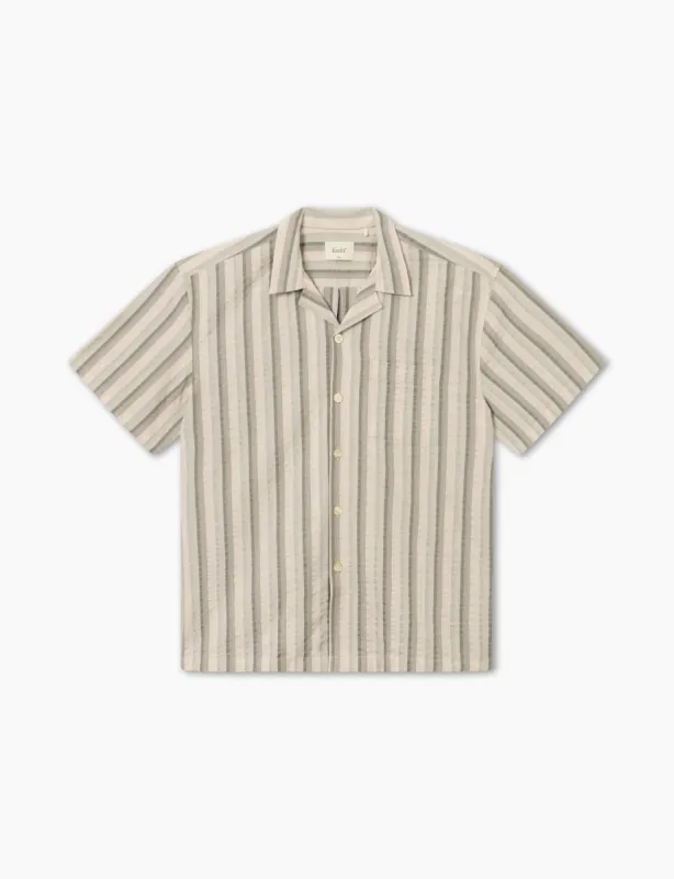 OTTER SEERSSUCKER SS SHIRT - GREY STRIPE sold by Foret