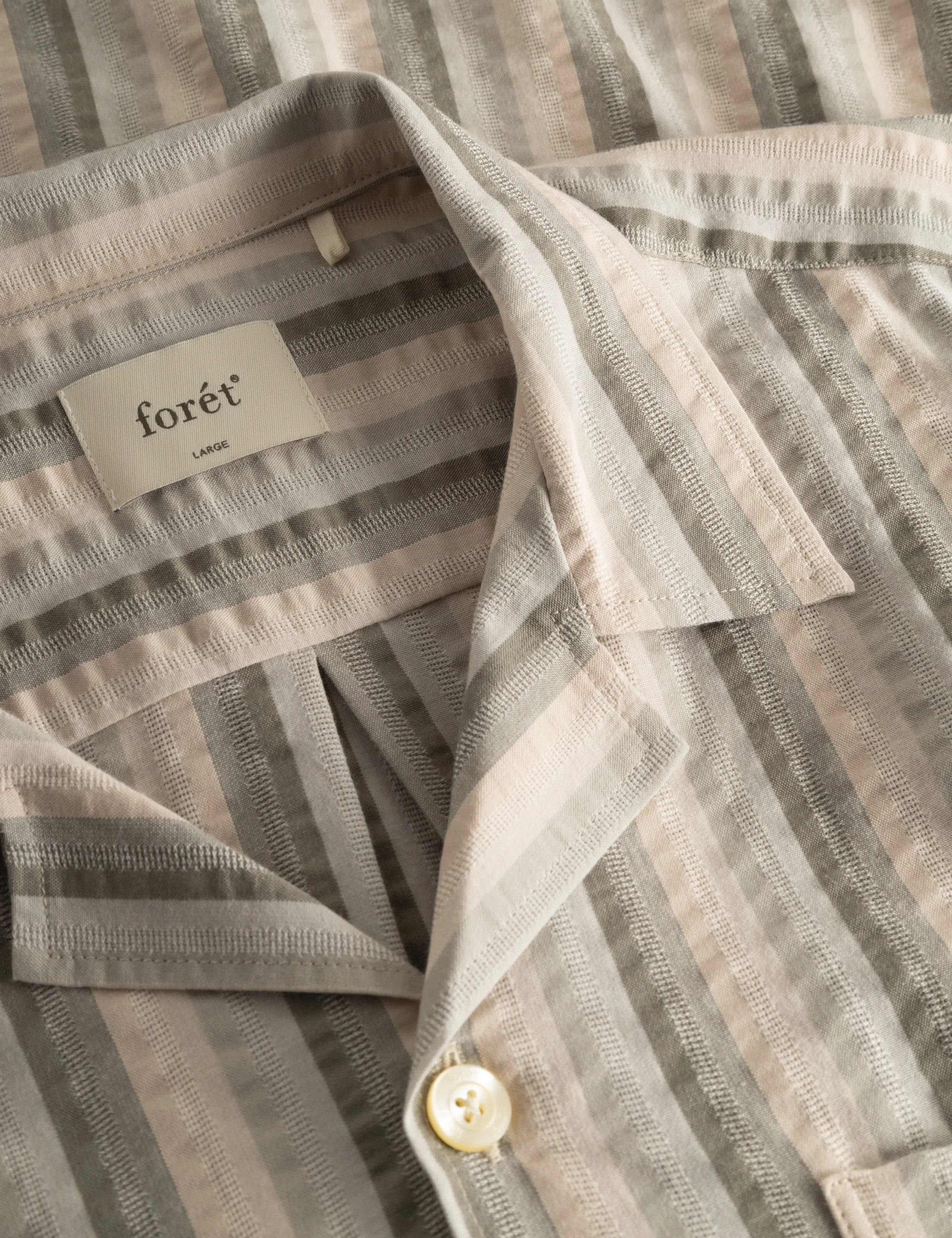 OTTER SEERSSUCKER SS SHIRT - GREY STRIPE sold by Foret product image thumbnail 3