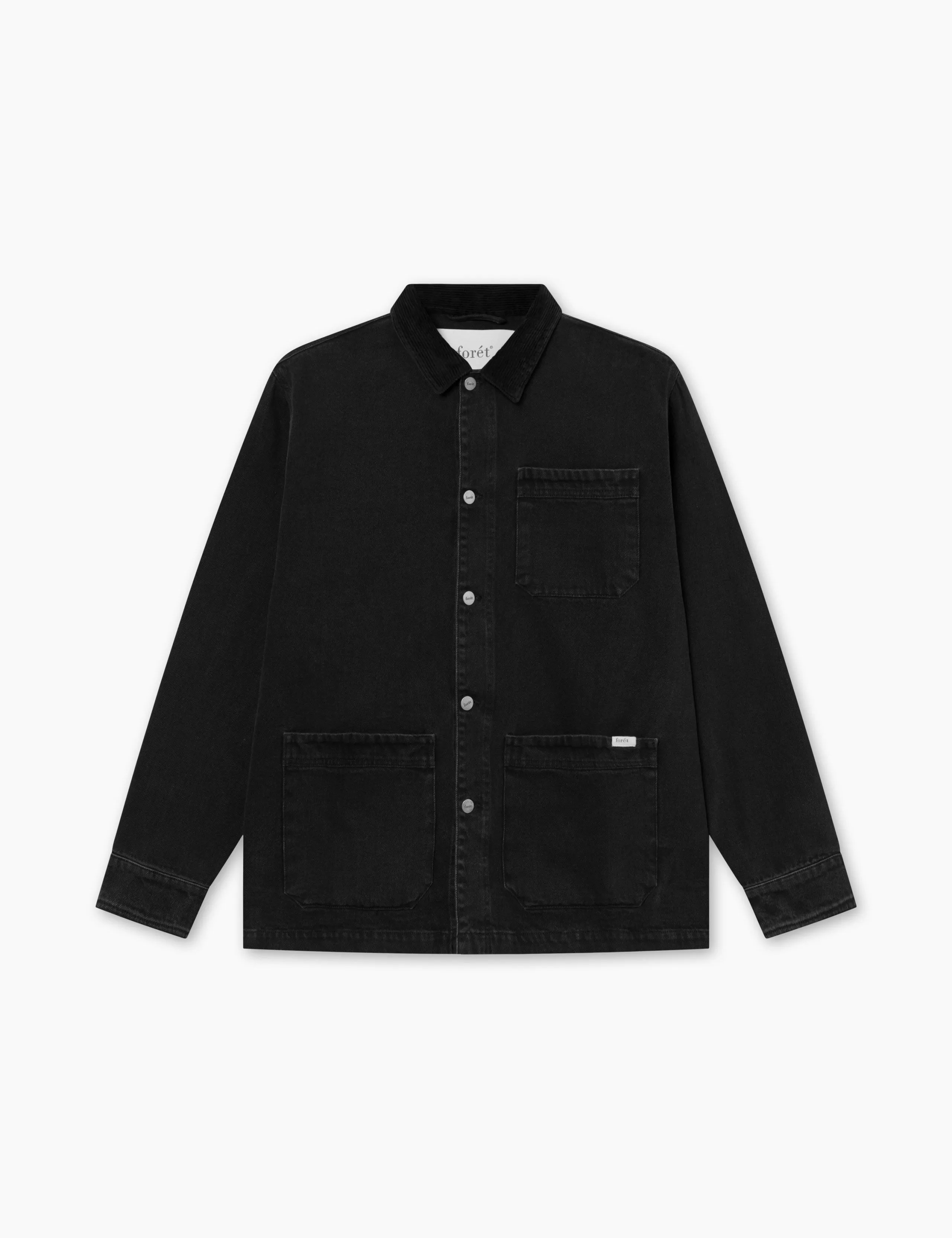ROWAN OVERSHIRT - WASHED BLACK DENIM sold by Foret