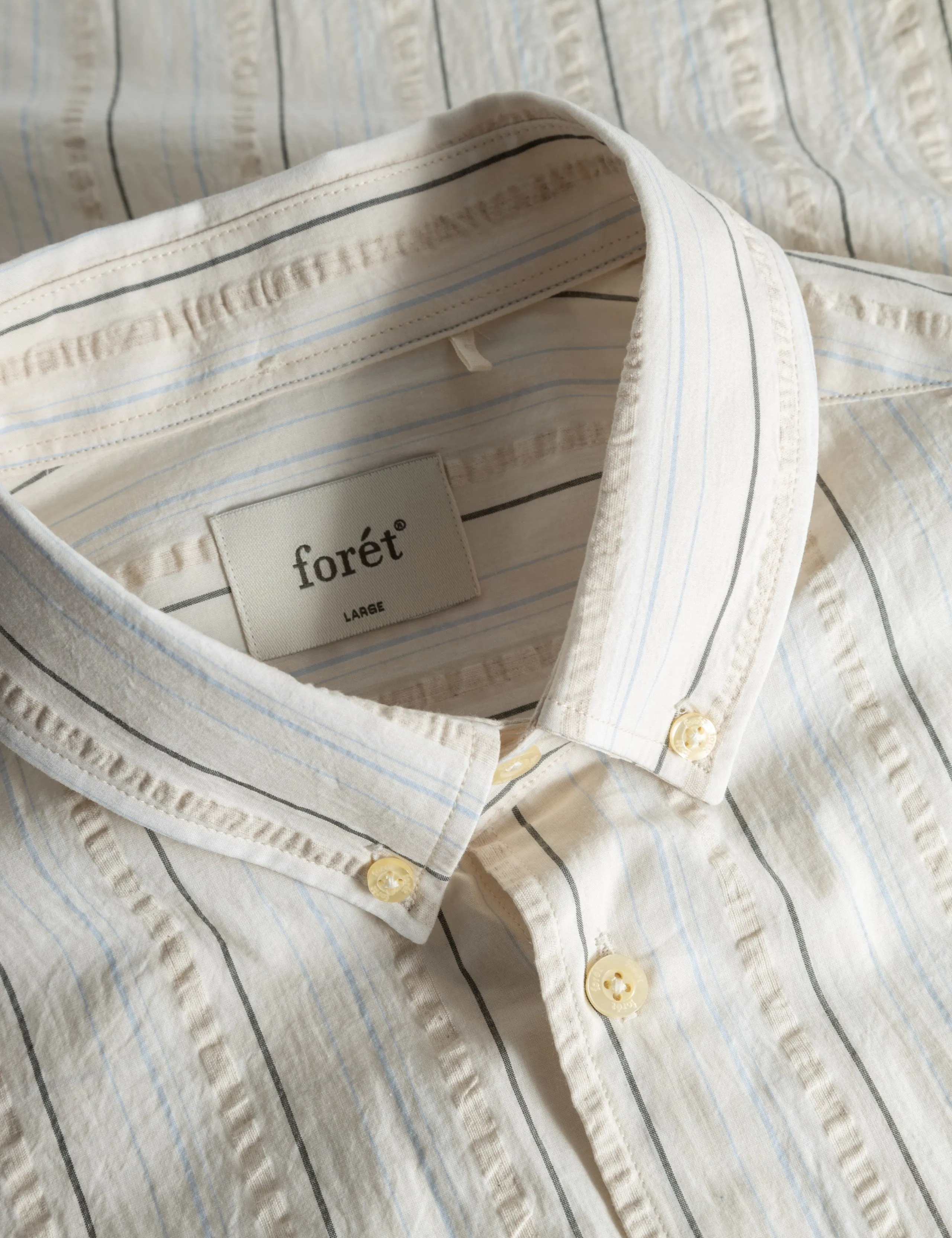 CAMP SEERSUCKER SHIRT - CLOUD STRIPE sold by Foret product image thumbnail 5