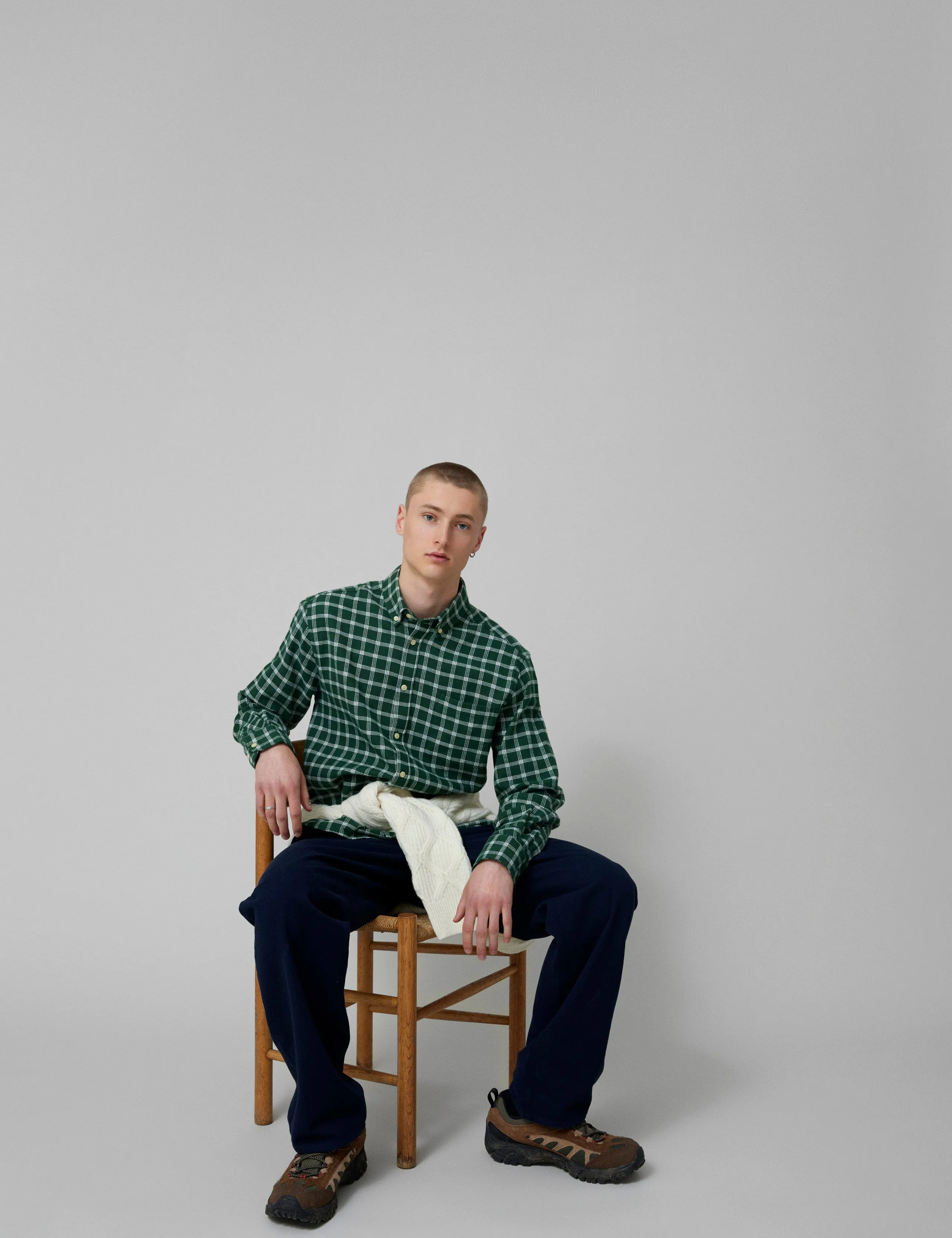 HORNET FLANNEL SHIRT - GREEN/CLOUD sold by Foret product image thumbnail 3