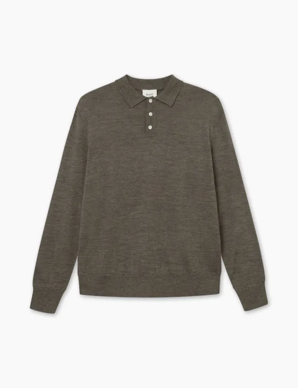 BASE MERINO POLO KNIT - DARK GREY MELANGÉ sold by Foret