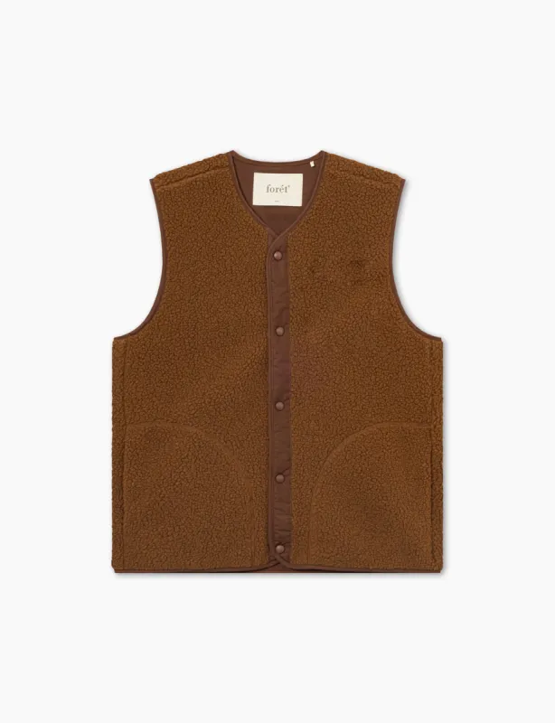 AURA SHERPA FLEECE VEST - BROWN sold by Foret