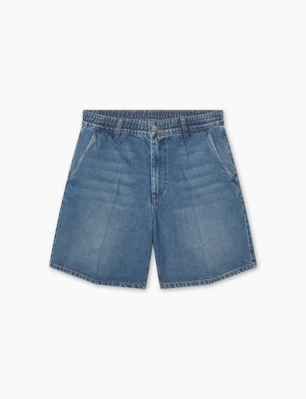 CLAY CREASED DENIM SHORTS - VINTAGE BLUE sold by Foret