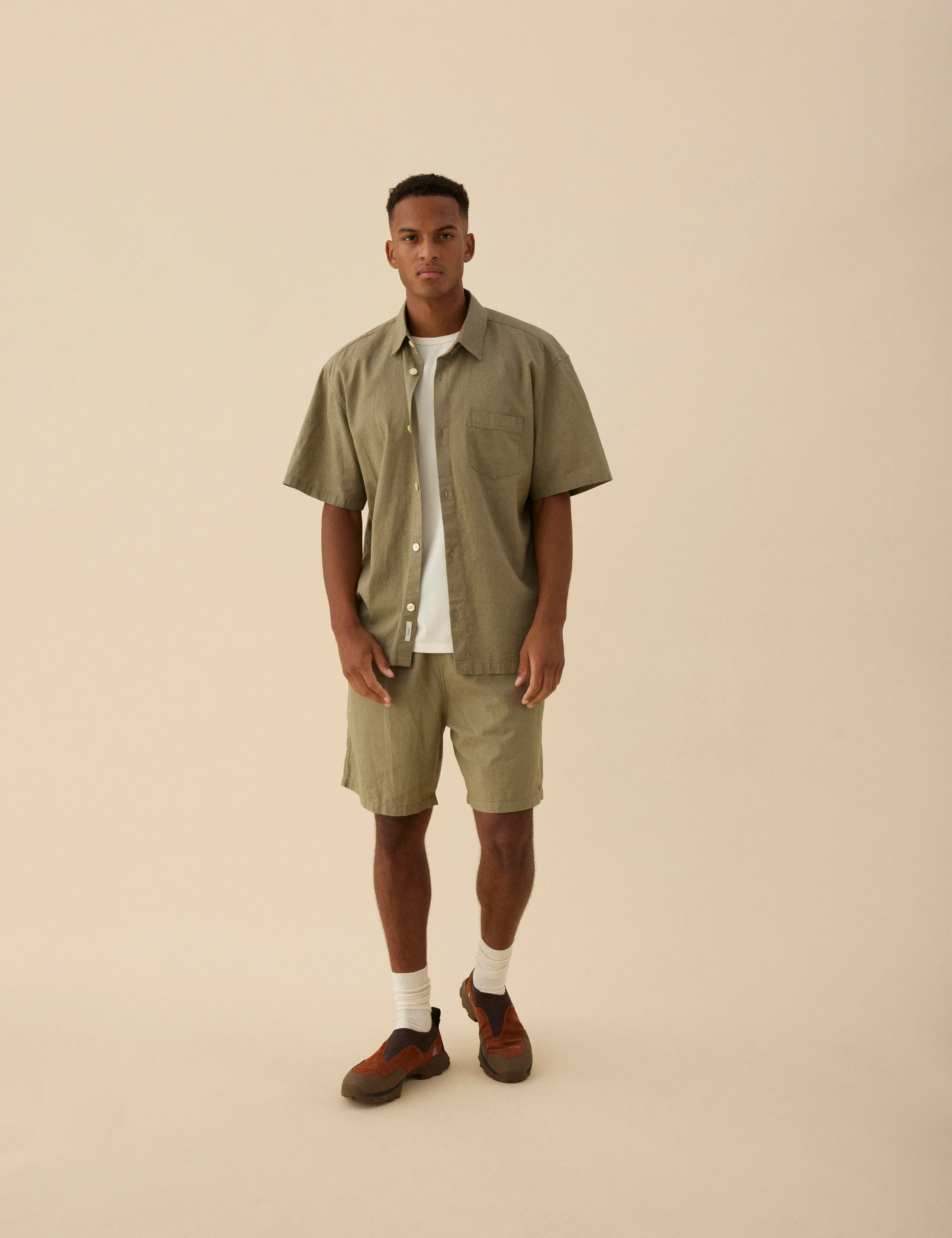 SERENE LINEN SS SHIRT - DUSTY OLIVE sold by Foret product image thumbnail 4