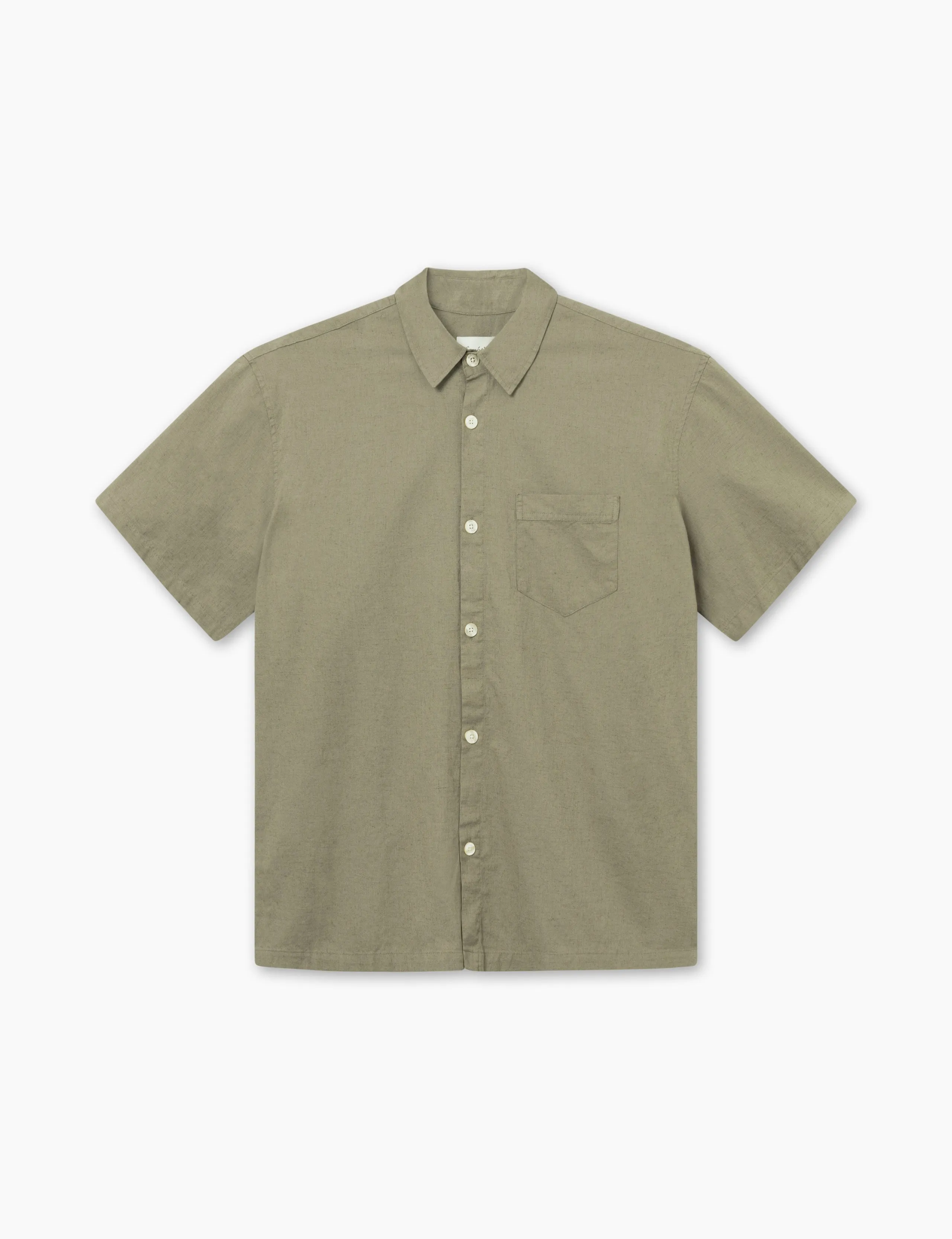 SERENE LINEN SS SHIRT - DUSTY OLIVE sold by Foret
