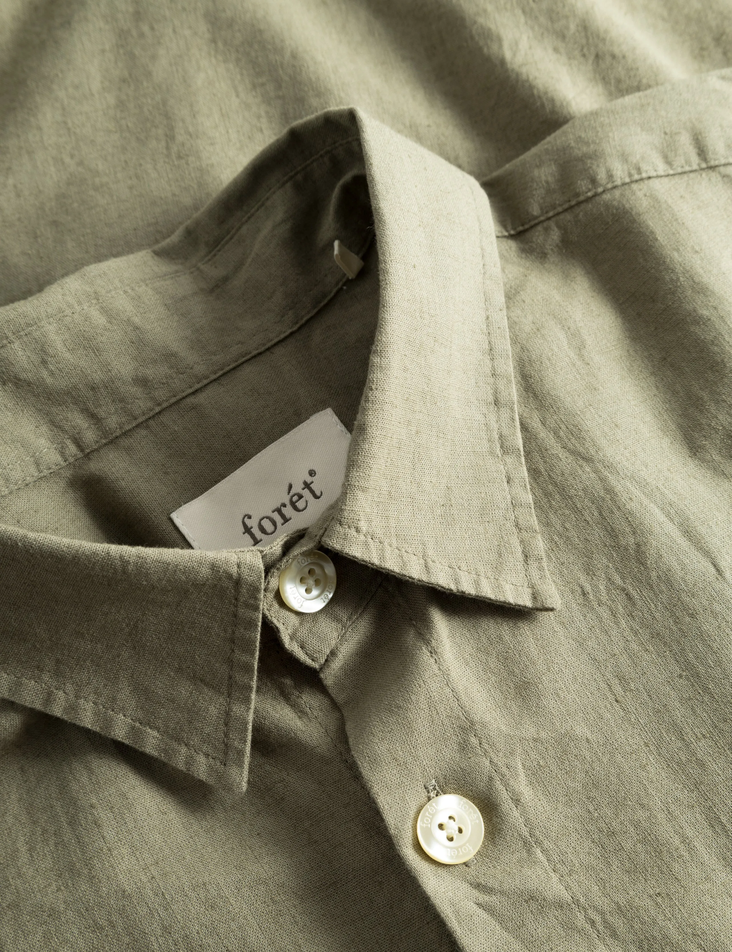SERENE LINEN SS SHIRT - DUSTY OLIVE sold by Foret product image thumbnail 5
