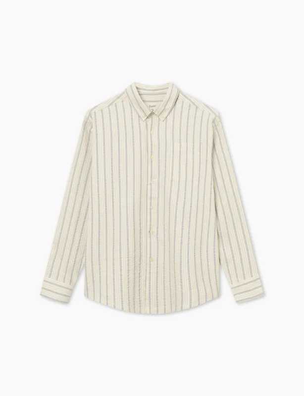 CREST DOVE SHIRT - BLUE STRIPE sold by Foret