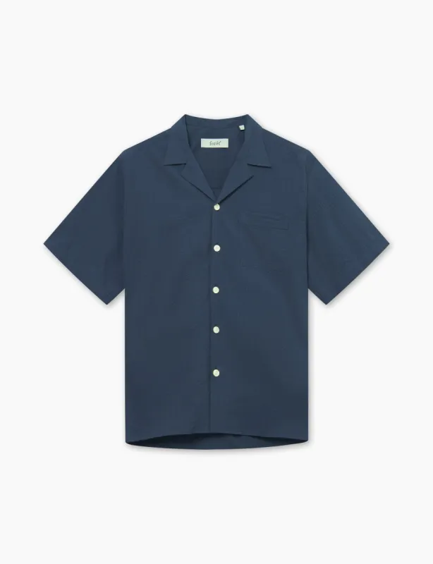 HUSH SEERSUCKER SS SHIRT - NAVY sold by Foret