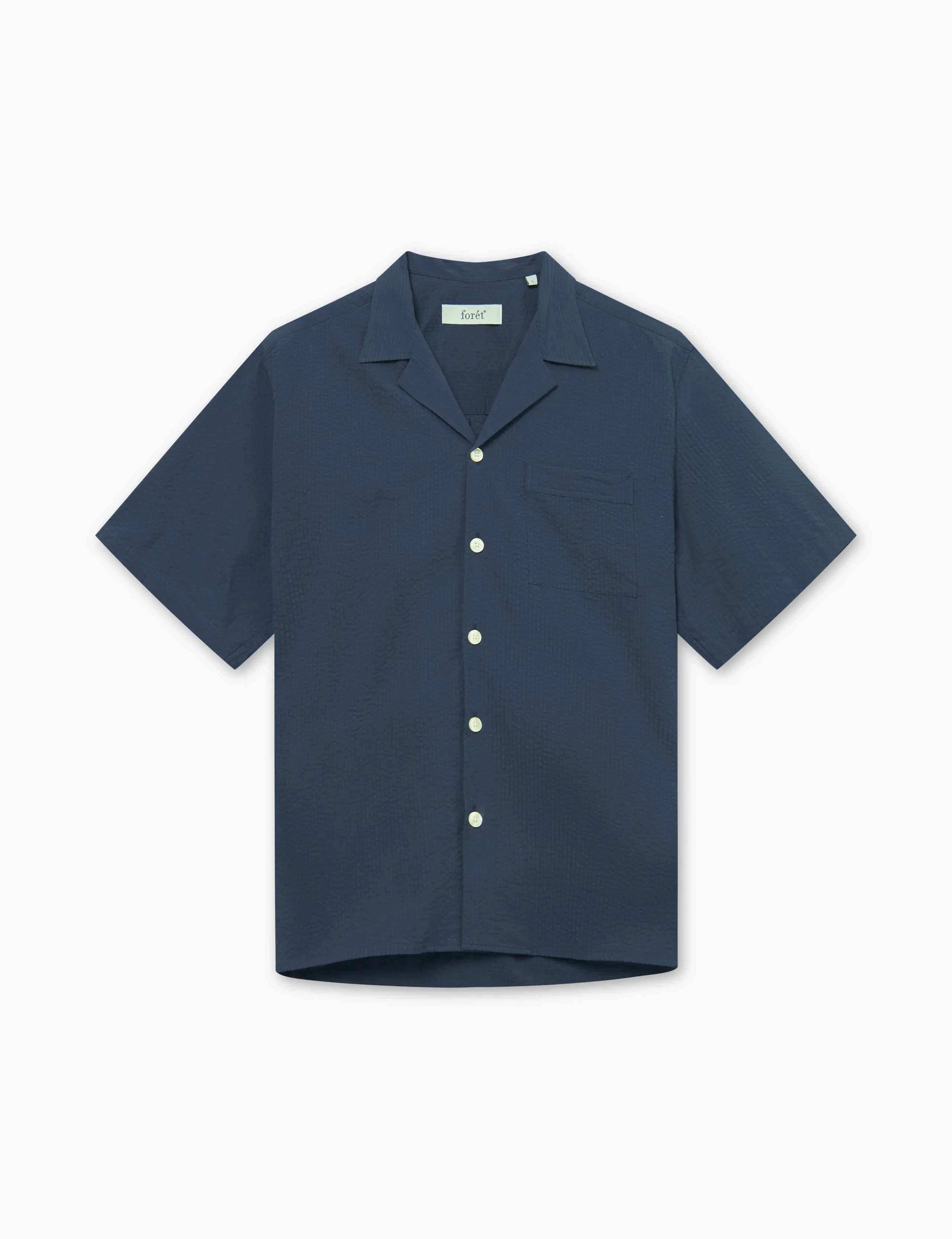 HUSH SEERSUCKER SS SHIRT - NAVY sold by Foret