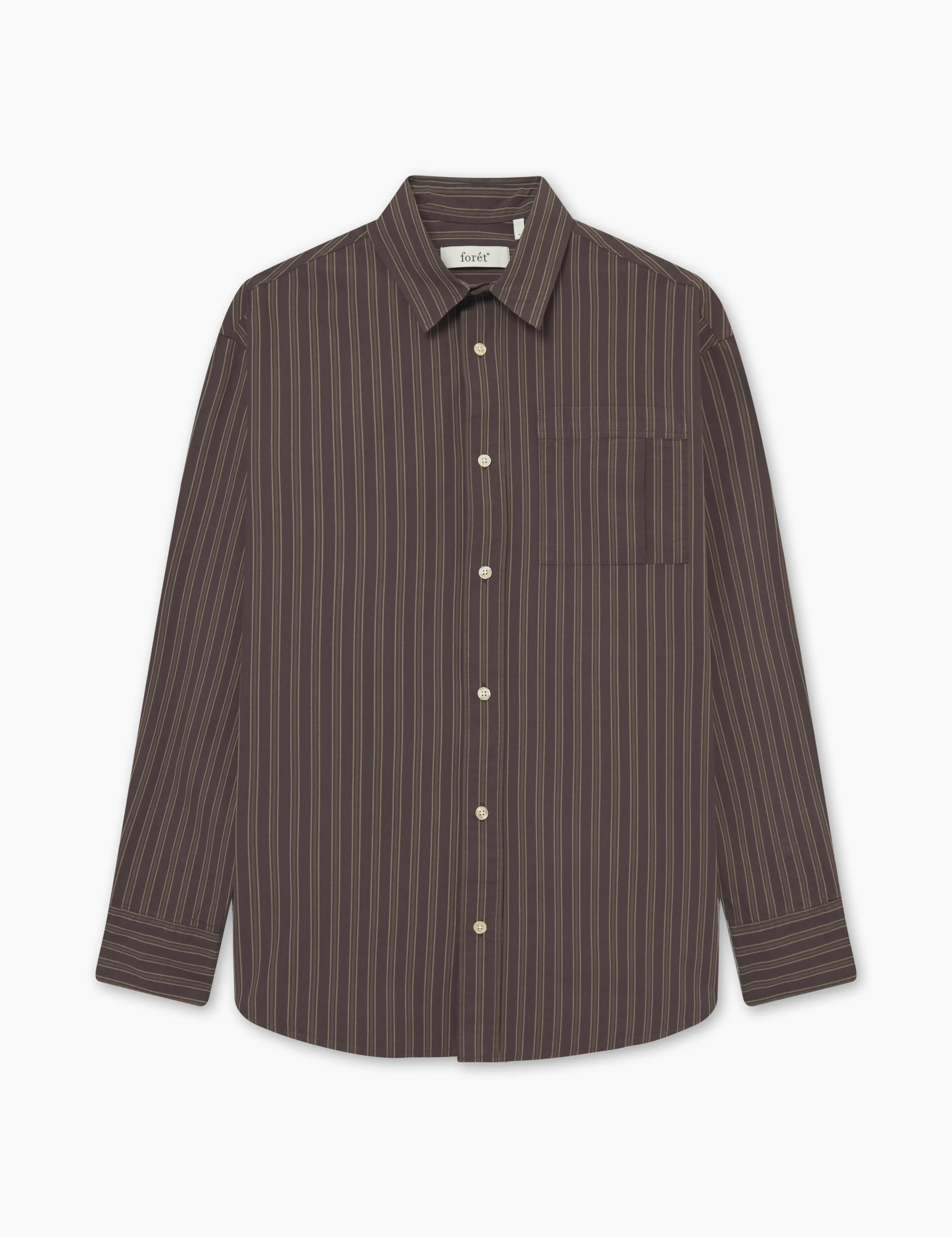 ROSE POPLIN SHIRT - BROWN STRIPE sold by Foret
